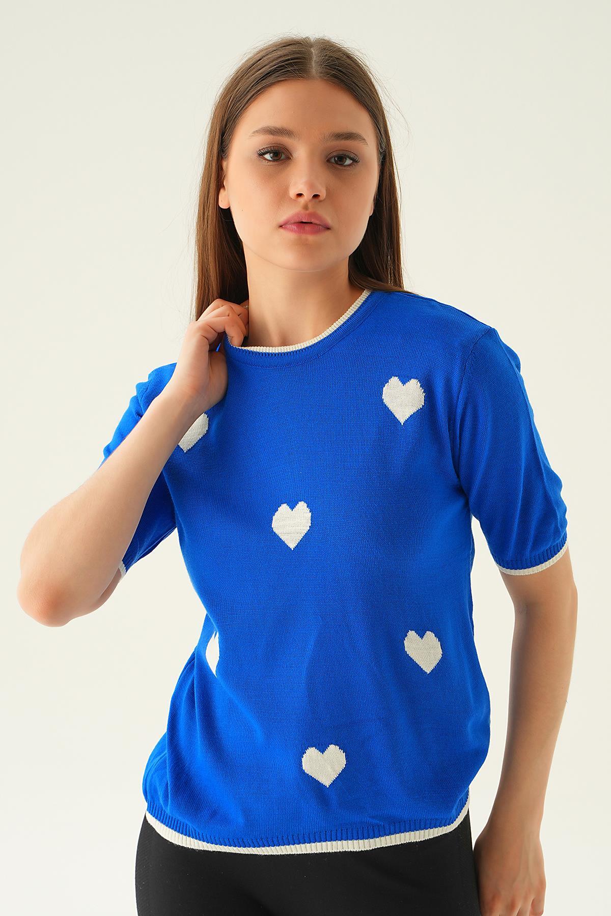 1489 Kalpli Tişört Saks - 4