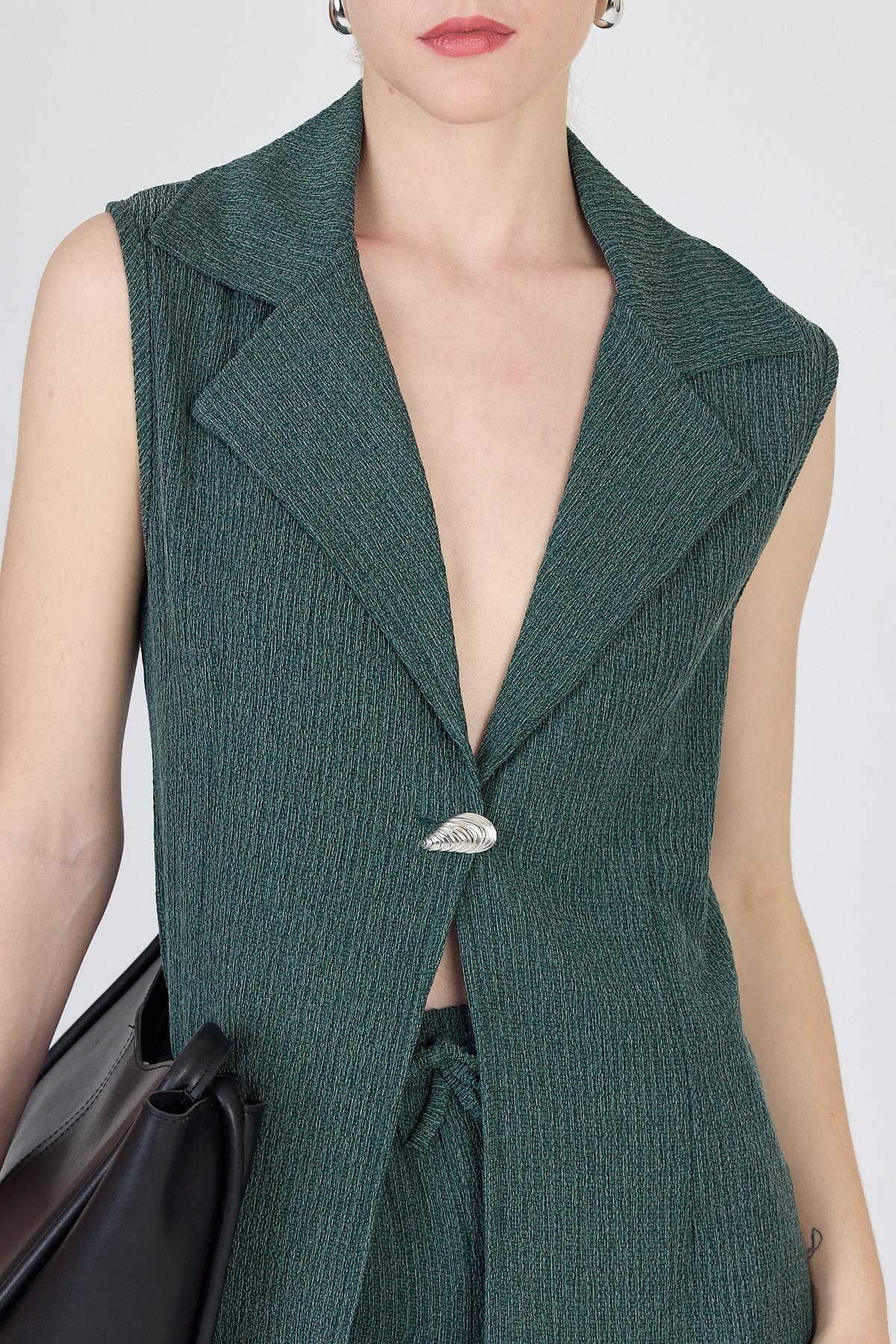 Yeşil Kolsuz Yelek ve Bol Paça Pantolon Takımı 1490 - 6