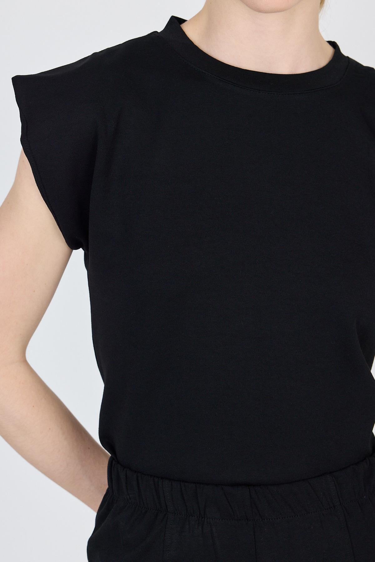 Siyah Bisiklet Yaka İkili Tişört Pantolon Takım 1502 - RAYS