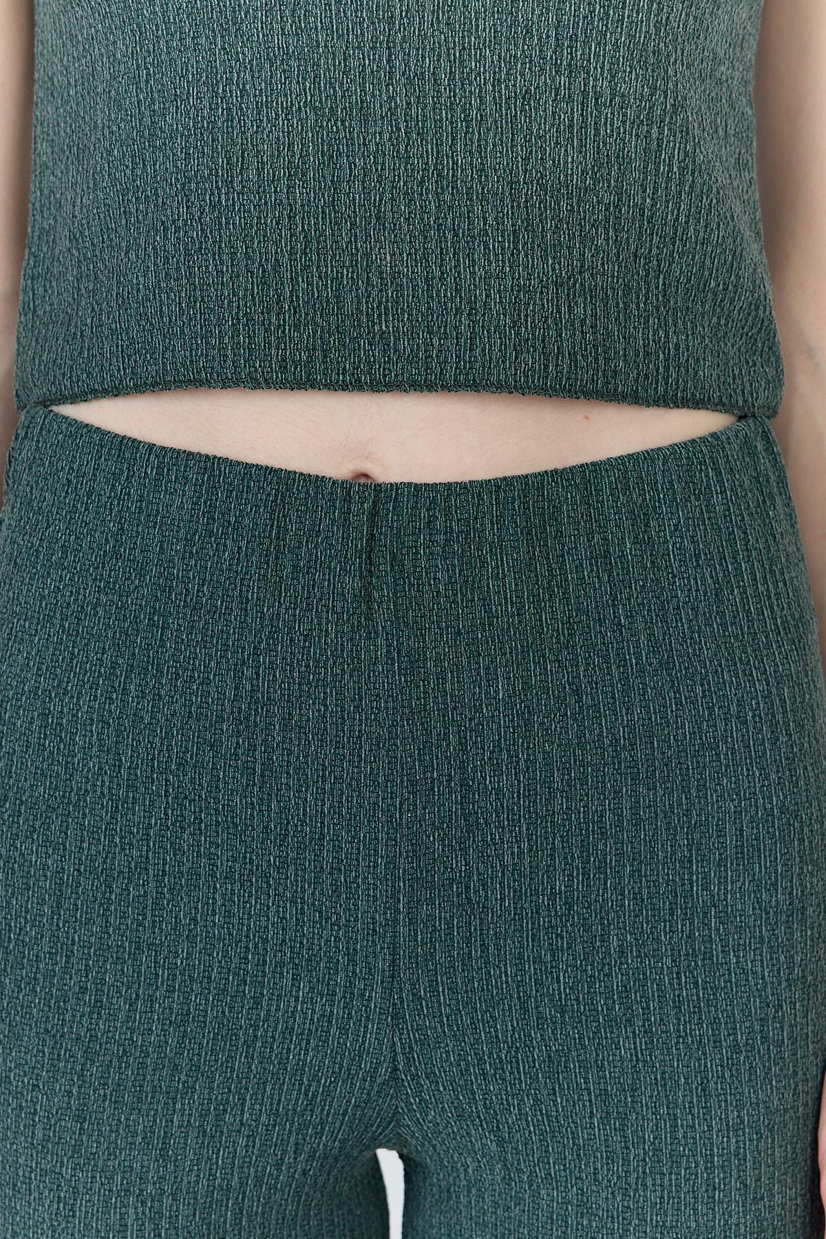 Yeşil Kolsuz Crop Üst ve İspanyol Paça Pantolon Takımı 1512 - 6