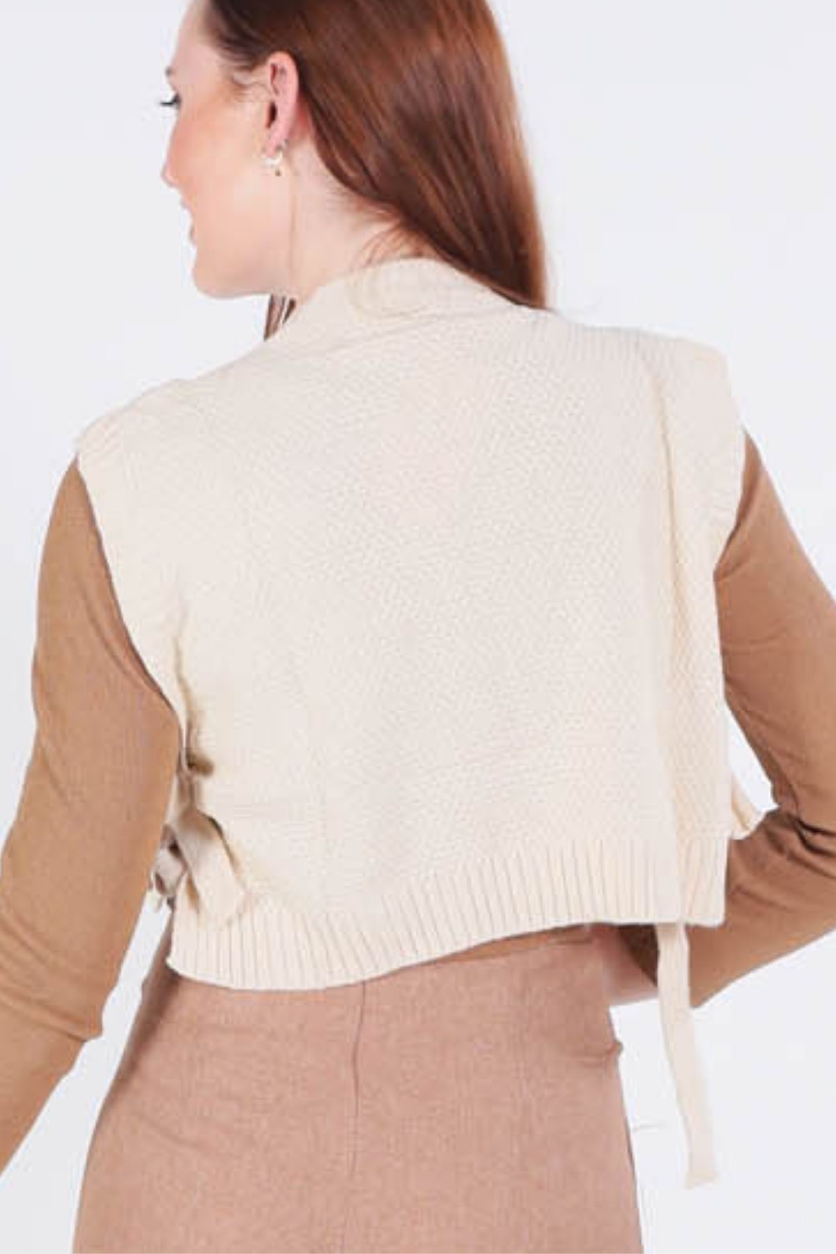 1536 Yandan Bağlamalı Süveter Bej - 4