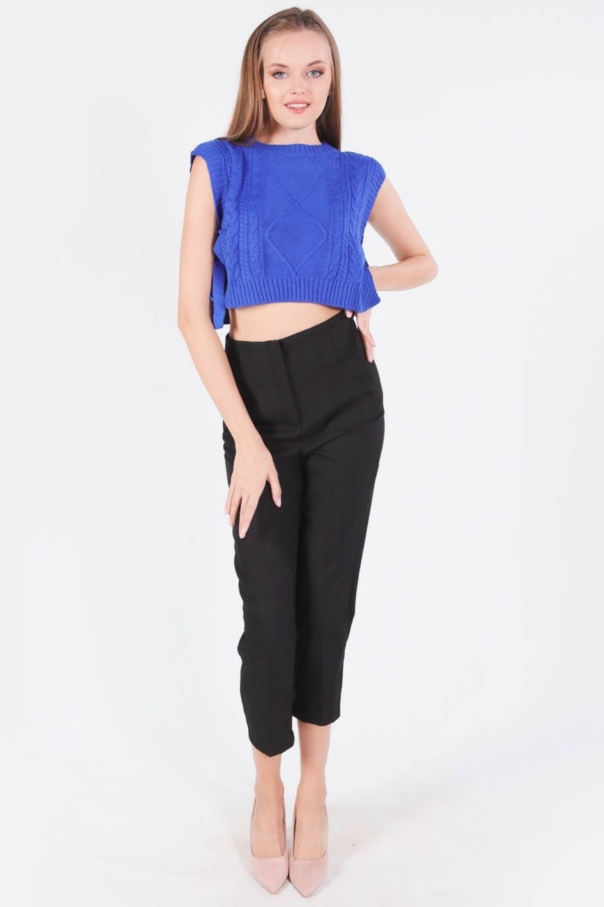 Saks Yandan Bağlamalı Süveter 1536 - 4