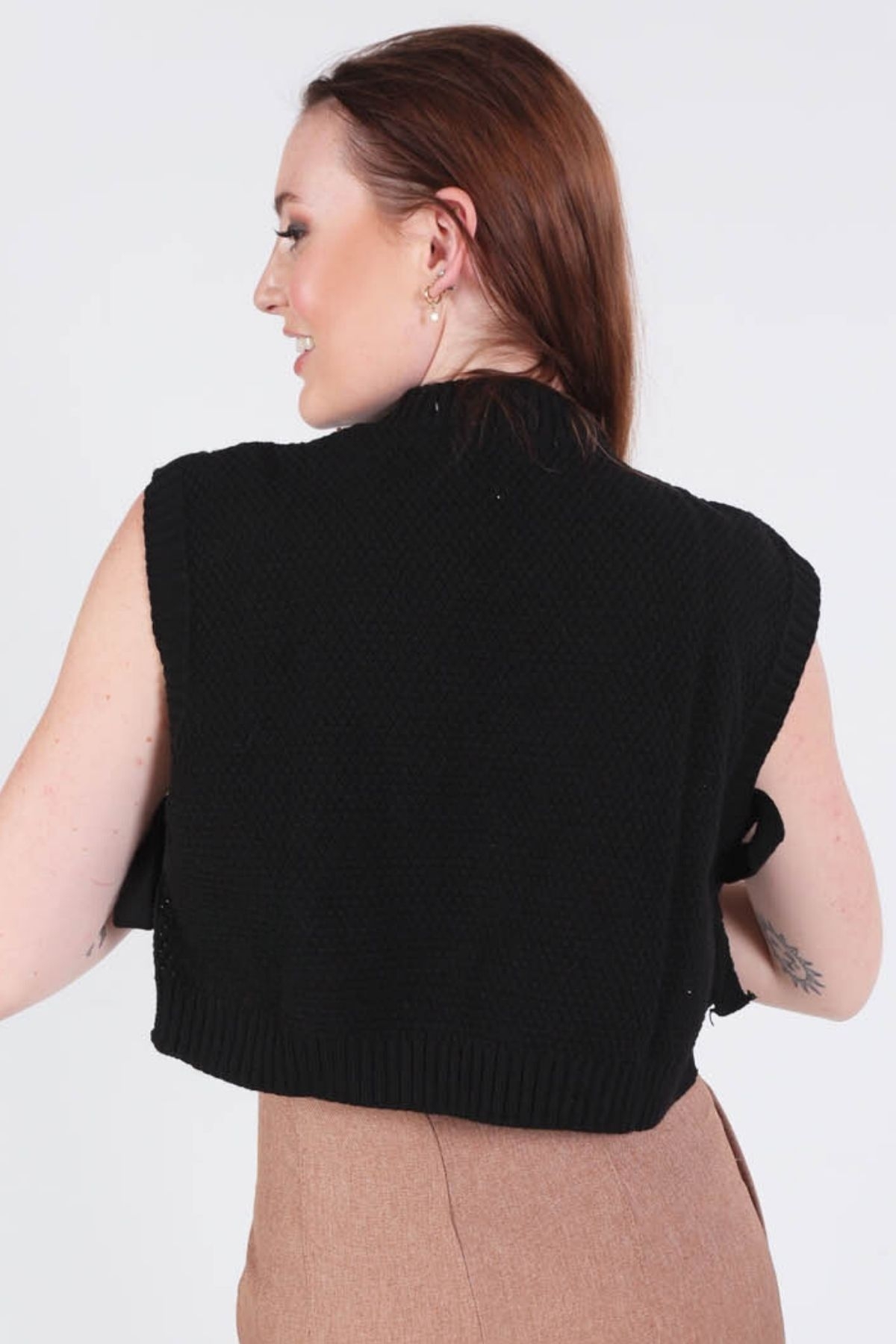 Siyah Yandan Bağlamalı Süveter 1536 - 2