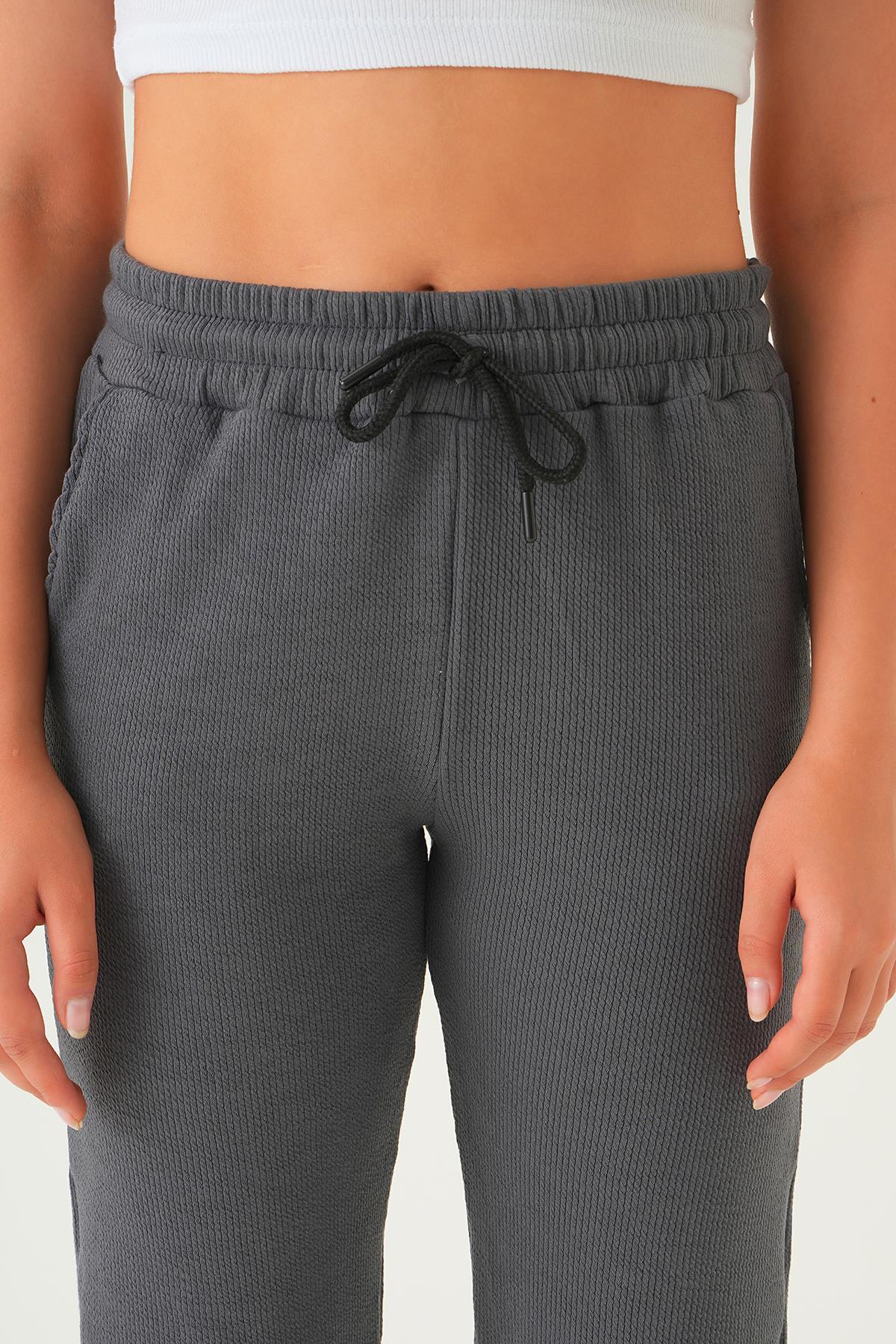 Antrasit Bel Bağcık Cepli Eşofman 15816 - 3