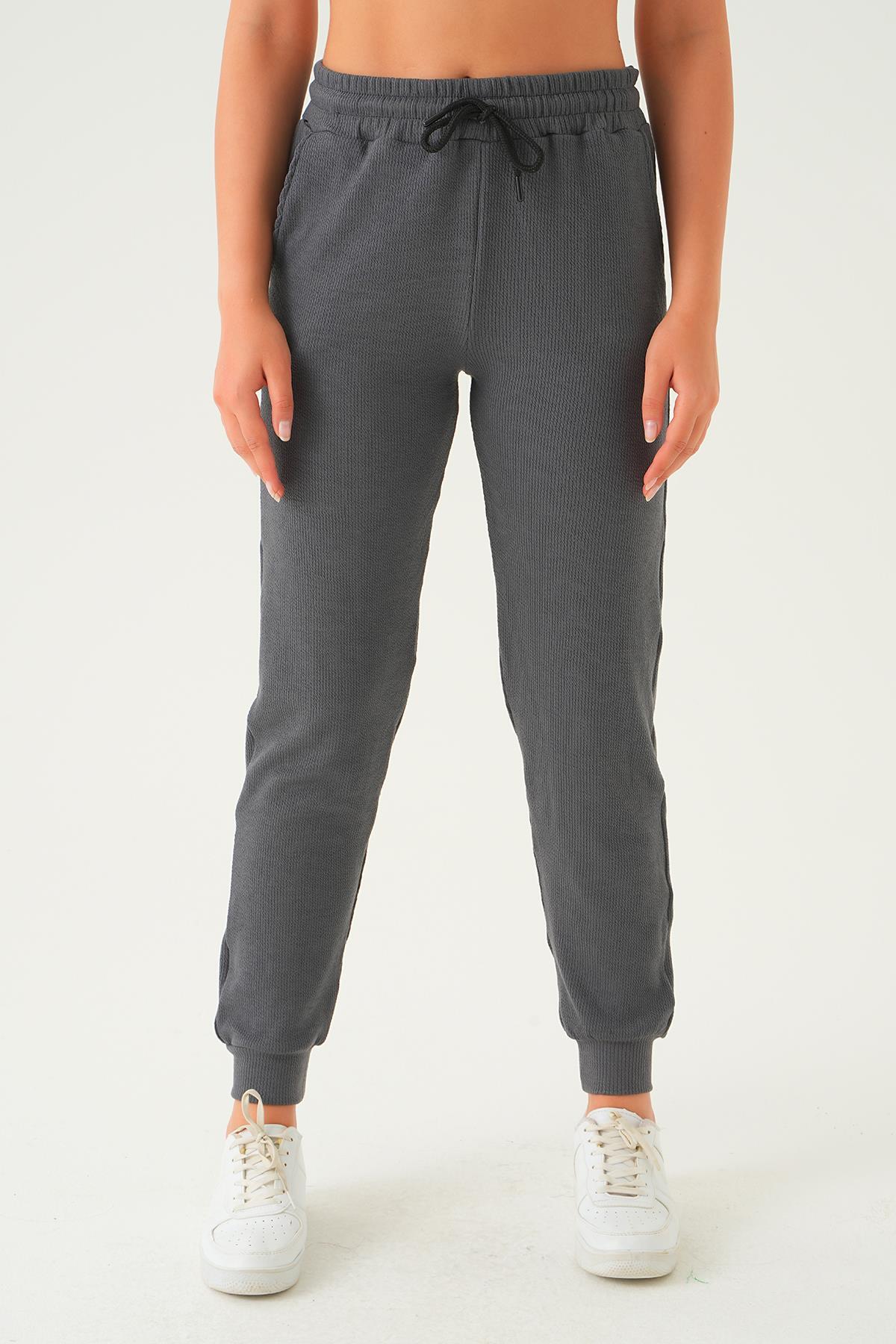 Antrasit Bel Bağcık Cepli Eşofman 15816 - 4