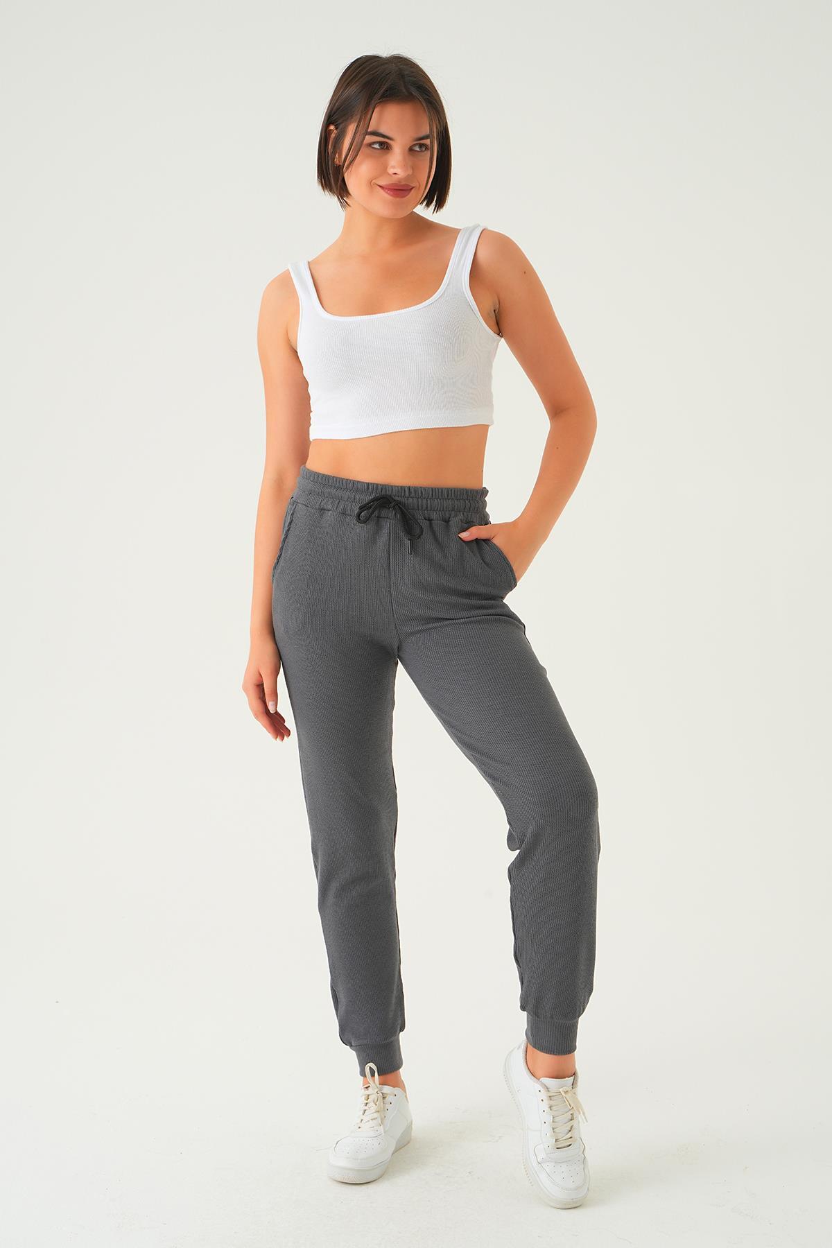 Antrasit Bel Bağcık Cepli Eşofman 15816 - 6