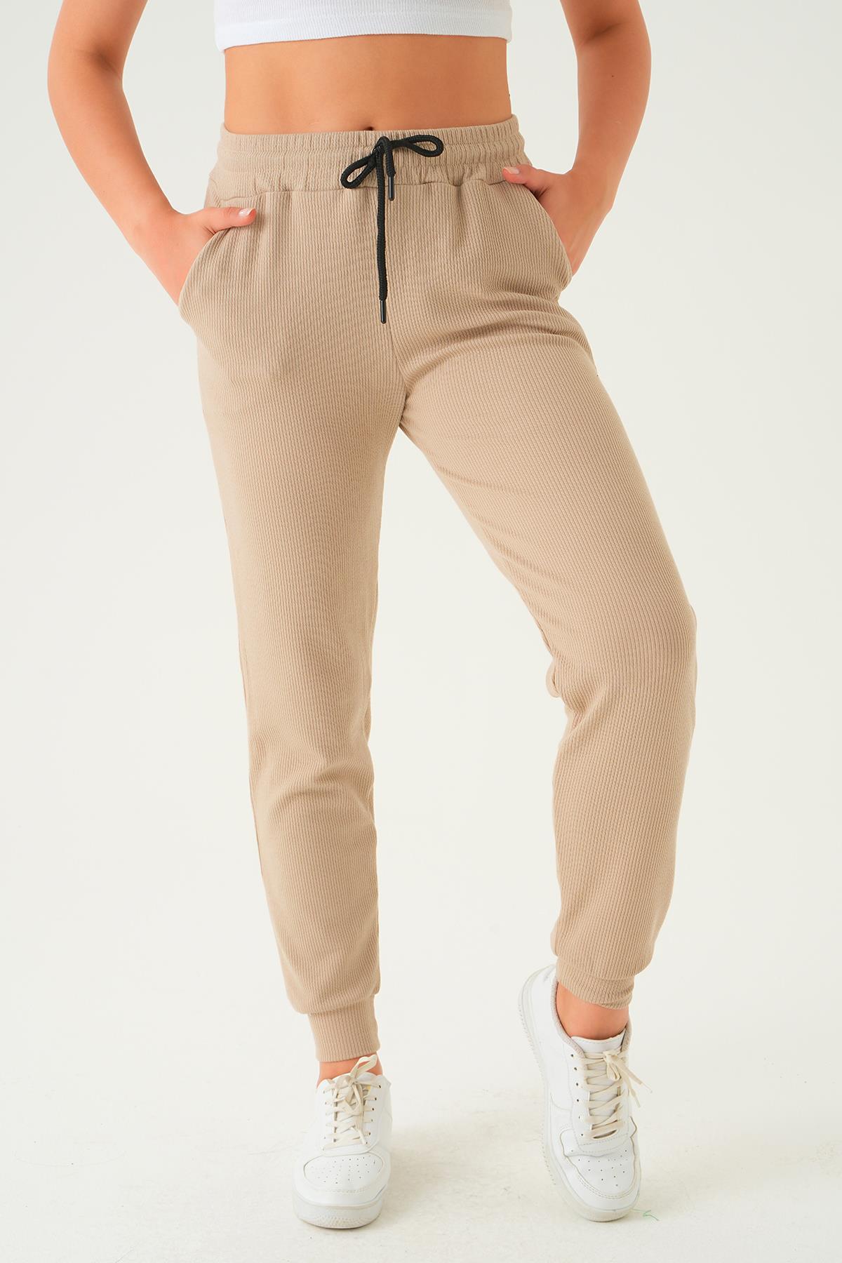 Bej Bel Bağcık Cepli Eşofman 15816 - 3