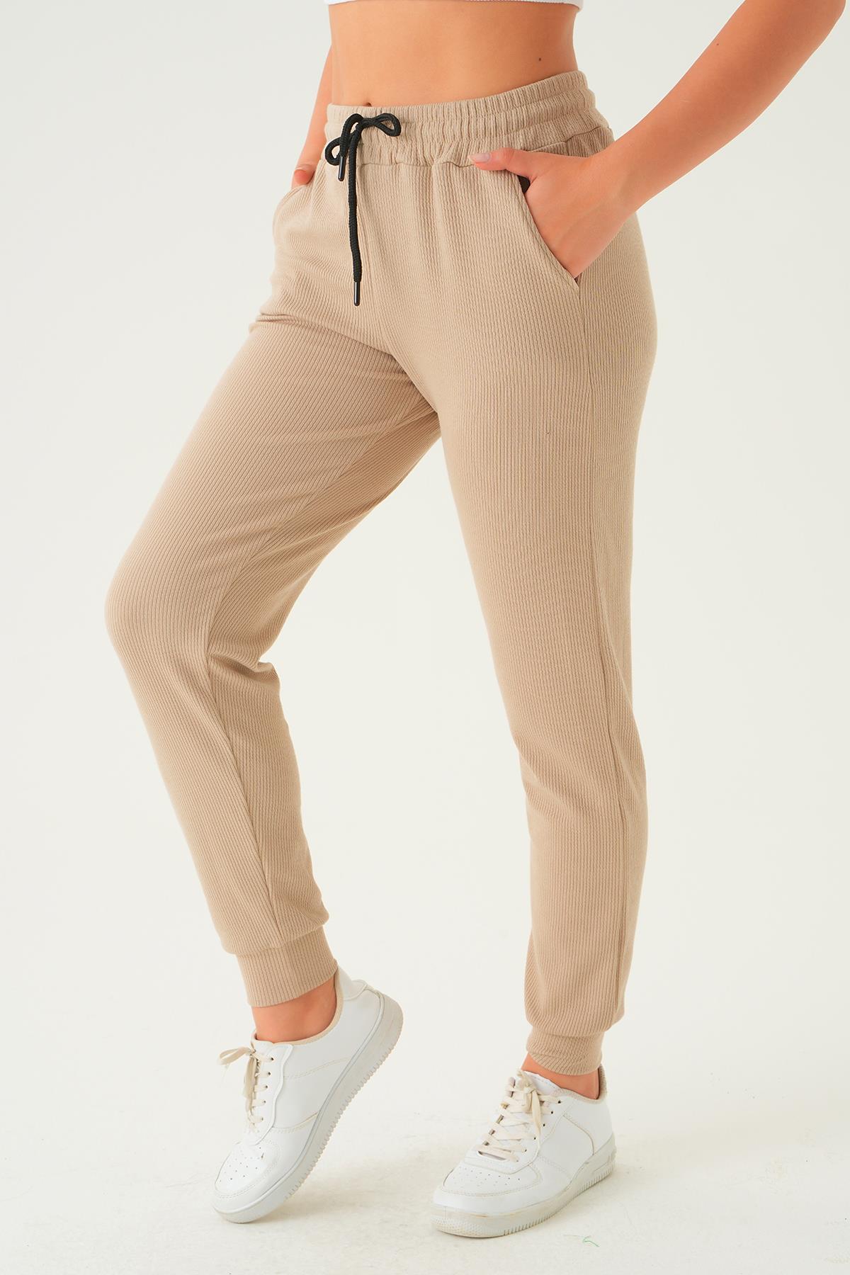 Bej Bel Bağcık Cepli Eşofman 15816 - 4