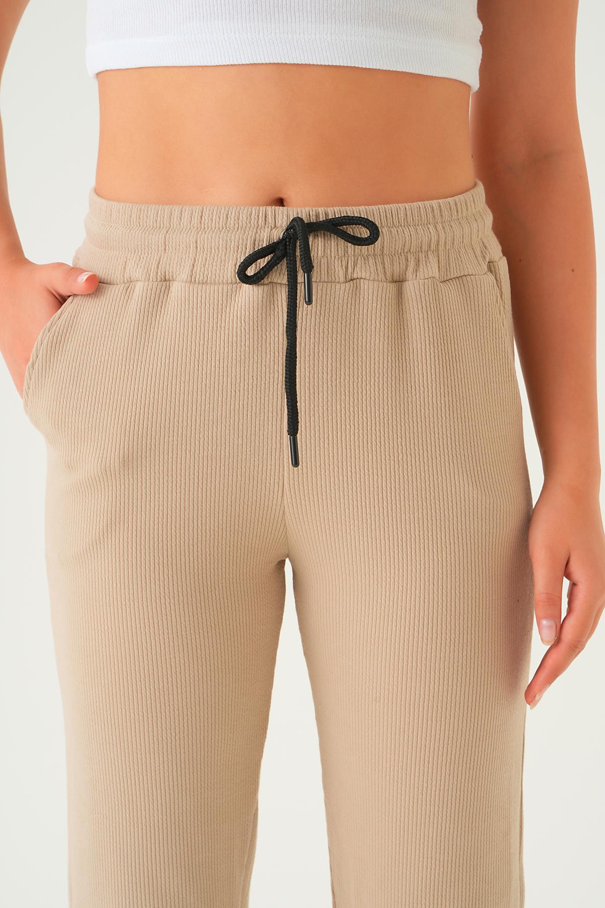 Bej Bel Bağcık Cepli Eşofman 15816 - 6