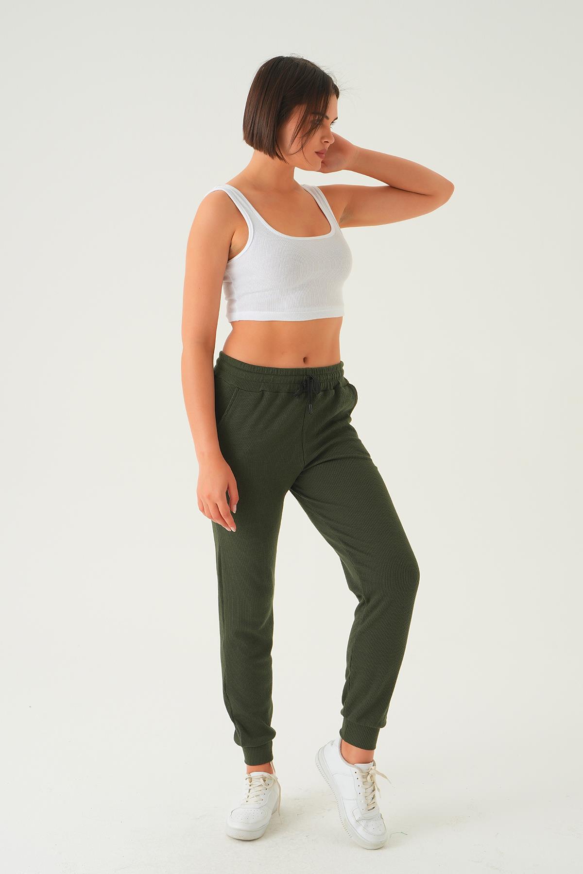 Haki Bel Bağcık Cepli Eşofman 15816 - 2