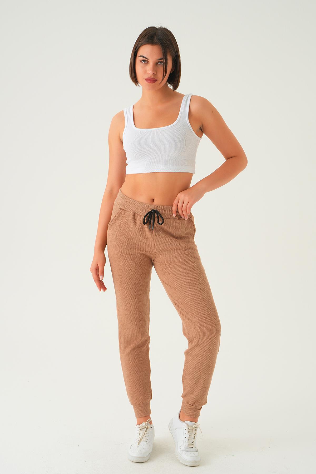 Kahve Bel Bağcık Cepli Eşofman 15816 