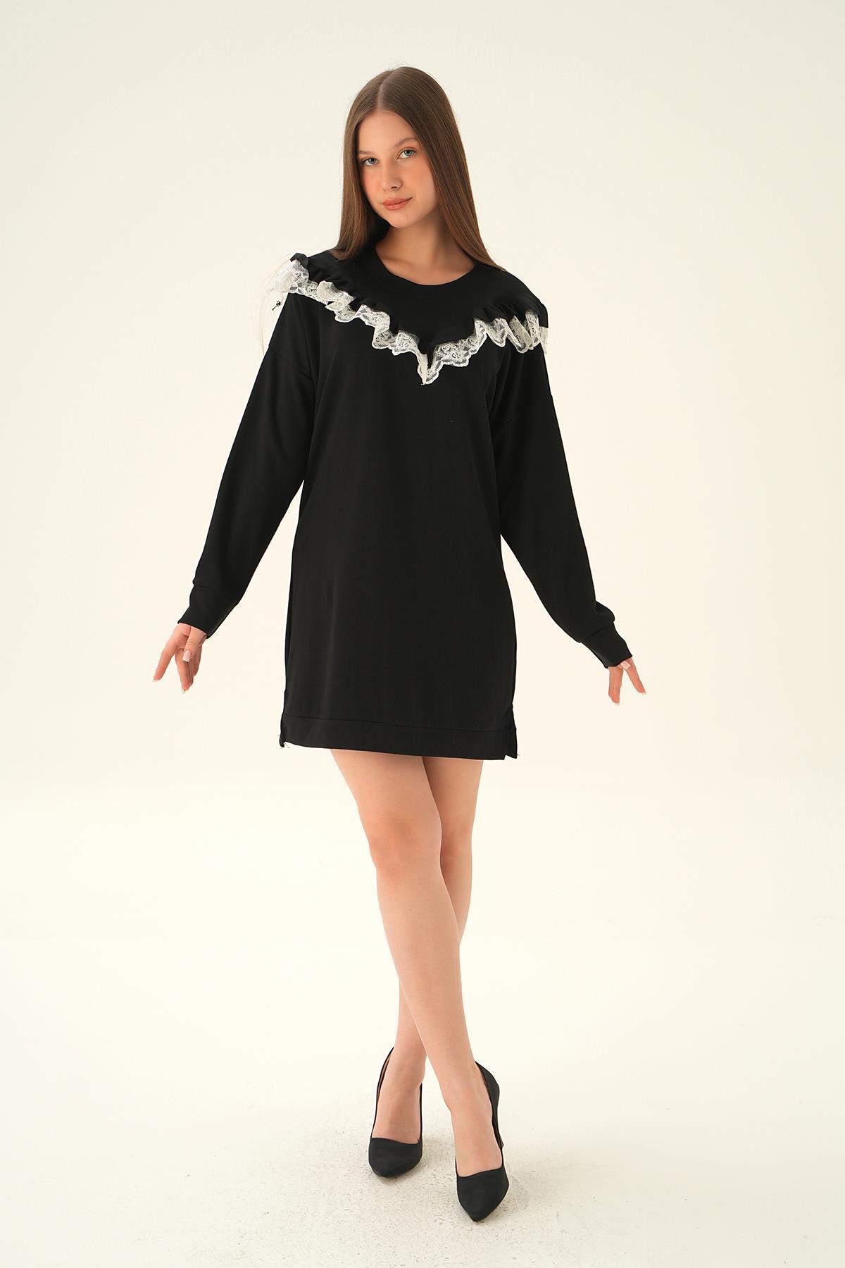 Siyah Dantel Detay Tunik 15822 - 6