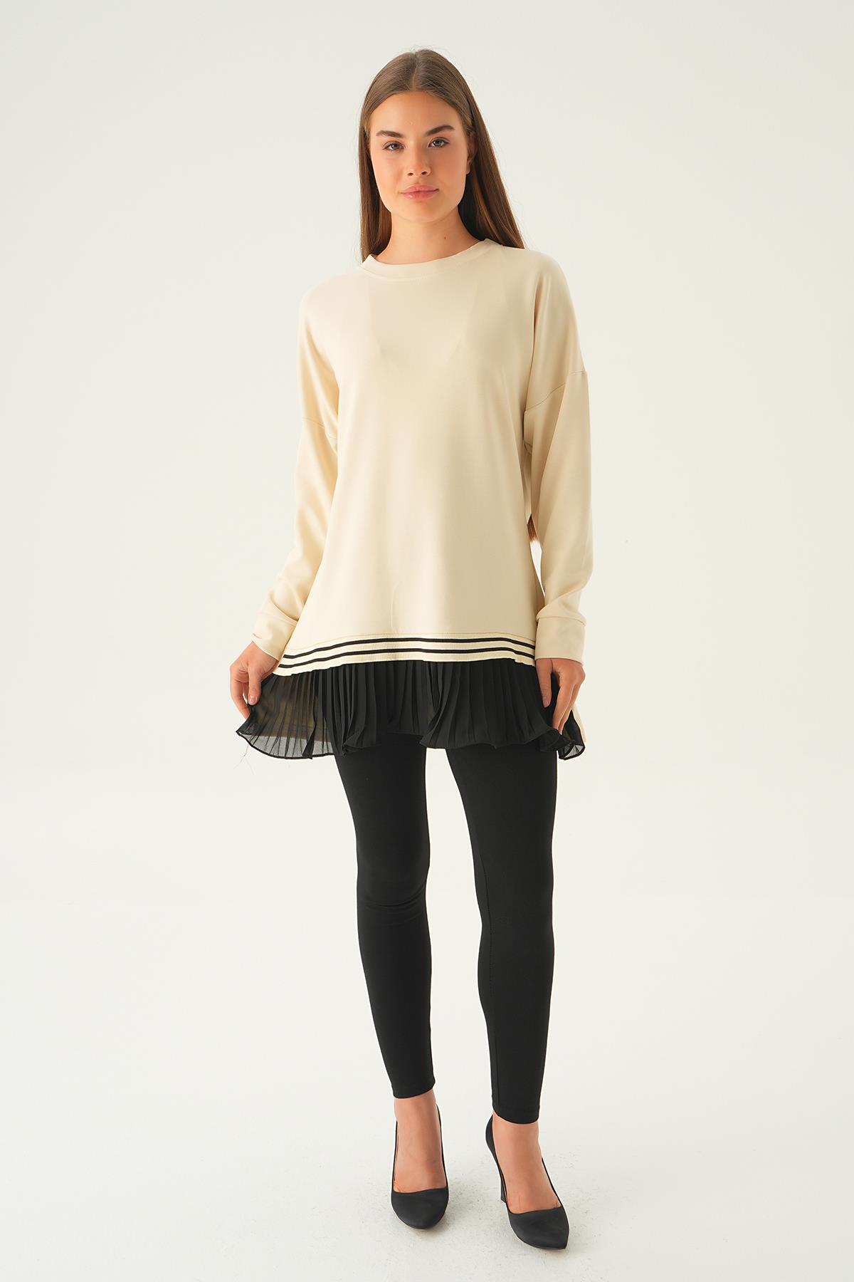 Bej Etek Fırfır Detay Tunik 15824 