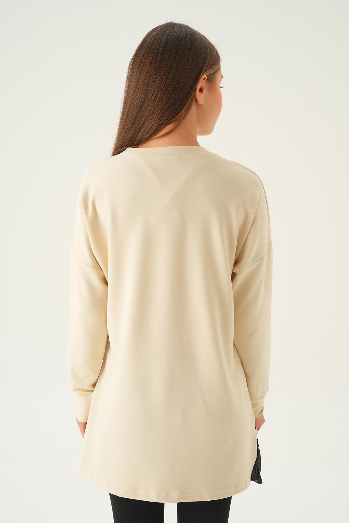 Bej Etek Fırfır Detay Tunik 15824 - 5