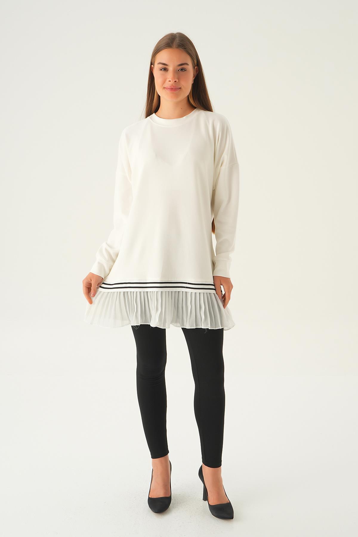 Ekru Etek Fırfır Detay Tunik 15824 - 2