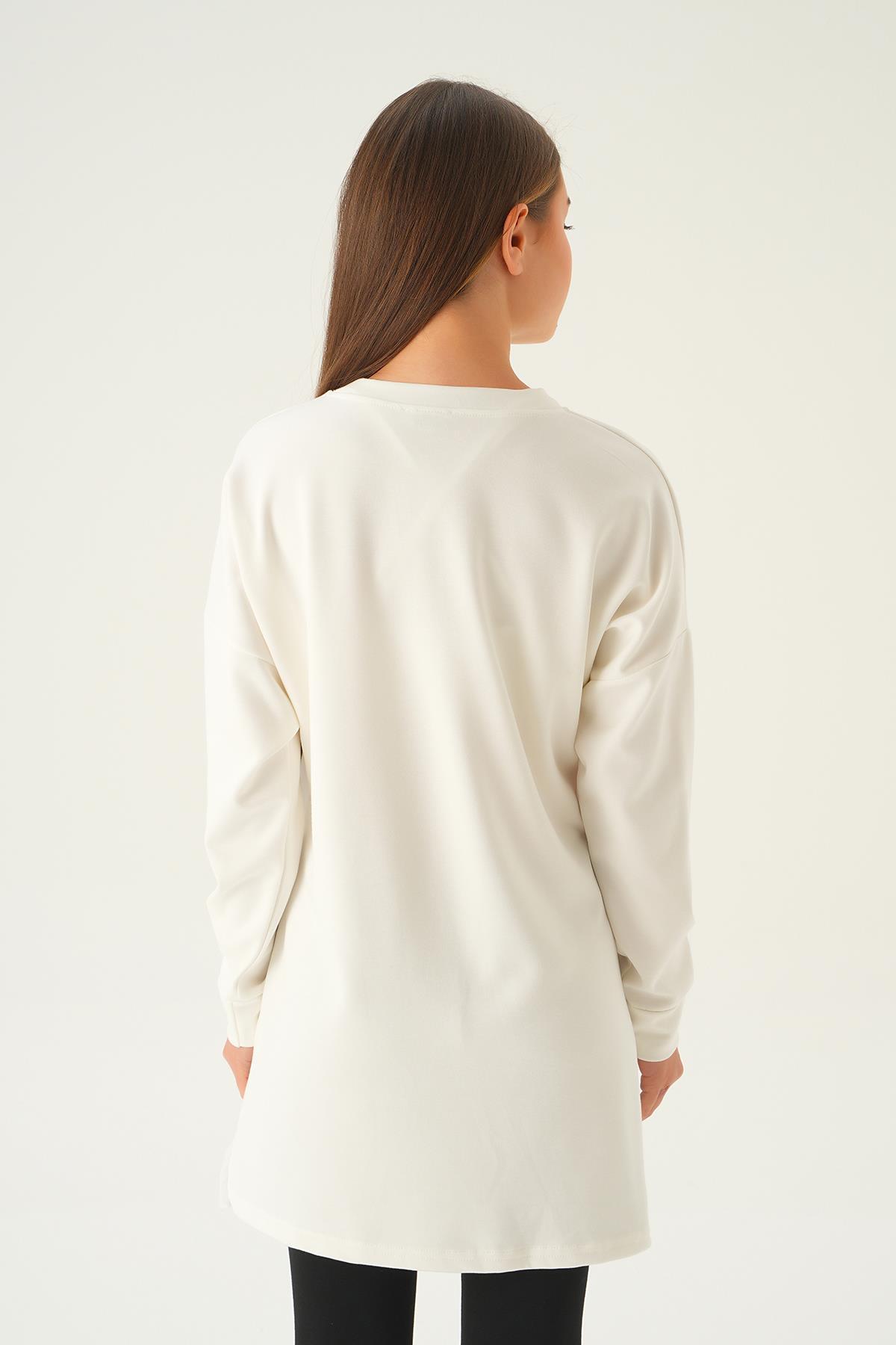 Ekru Etek Fırfır Detay Tunik 15824 - 5