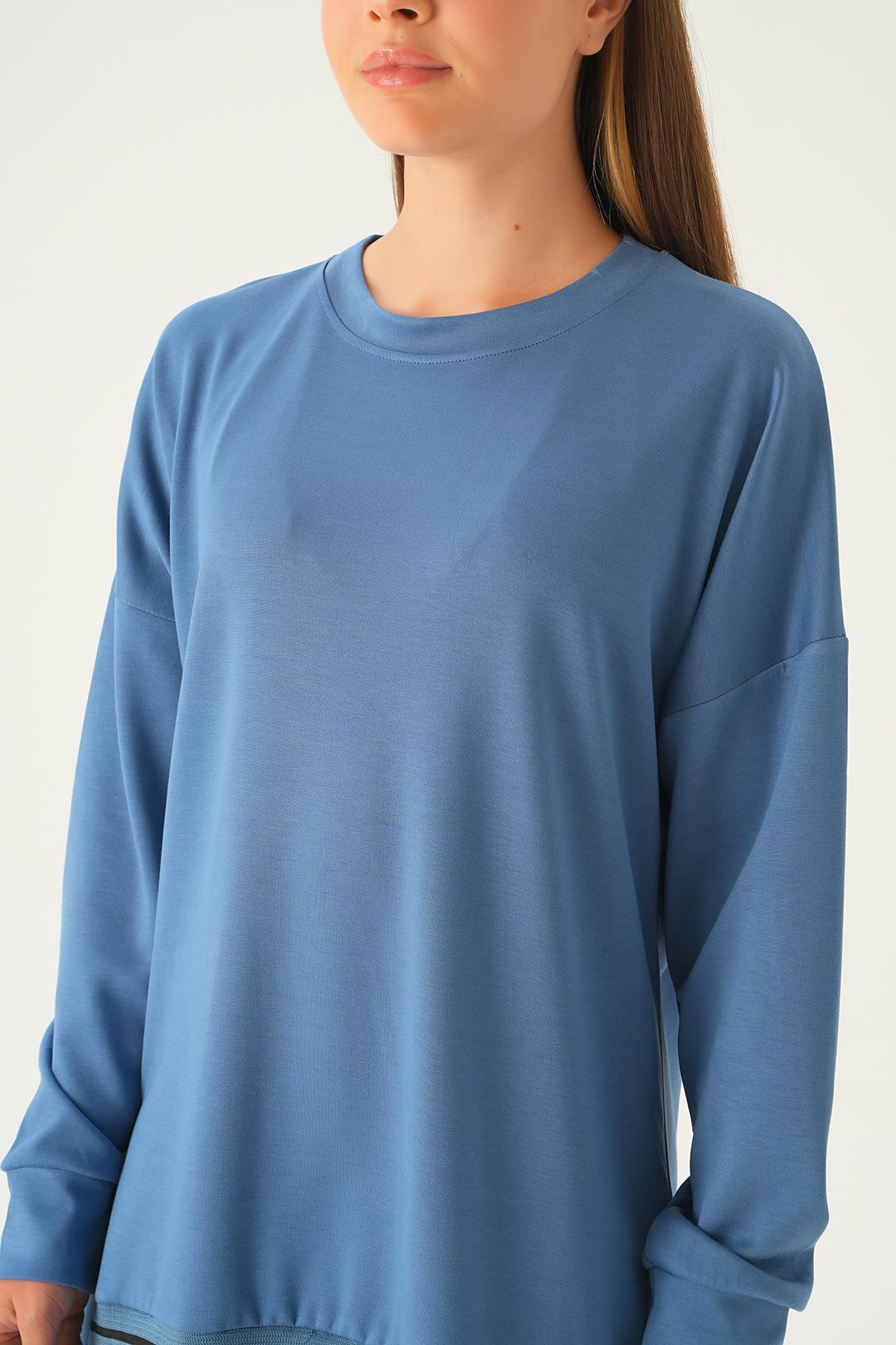 15824 Etek Fırfır Detay Tunik İndigo - 6