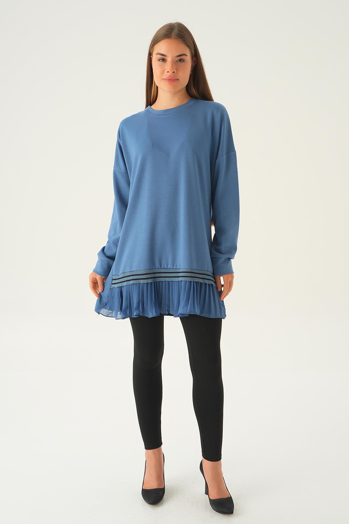 İndigo Etek Fırfır Detay Tunik 15824 - 2