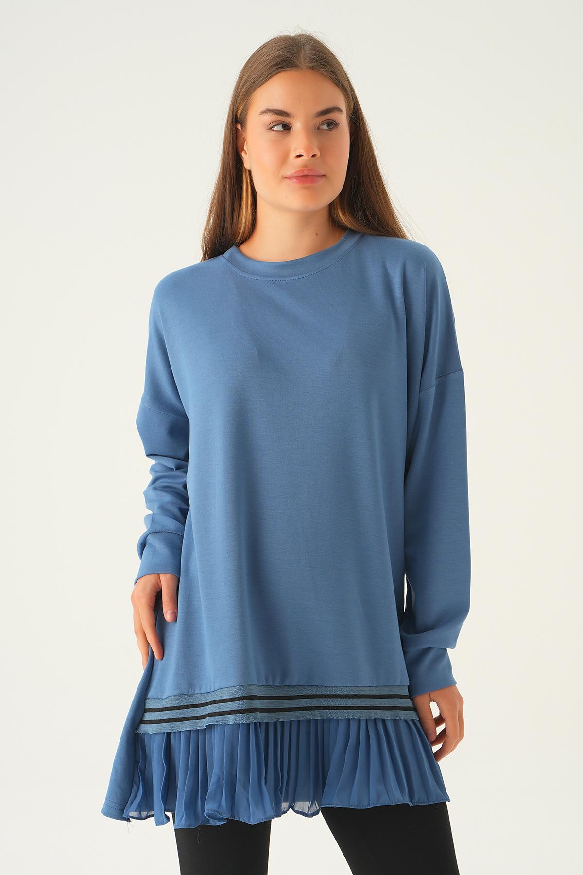 İndigo Etek Fırfır Detay Tunik 15824 - 4