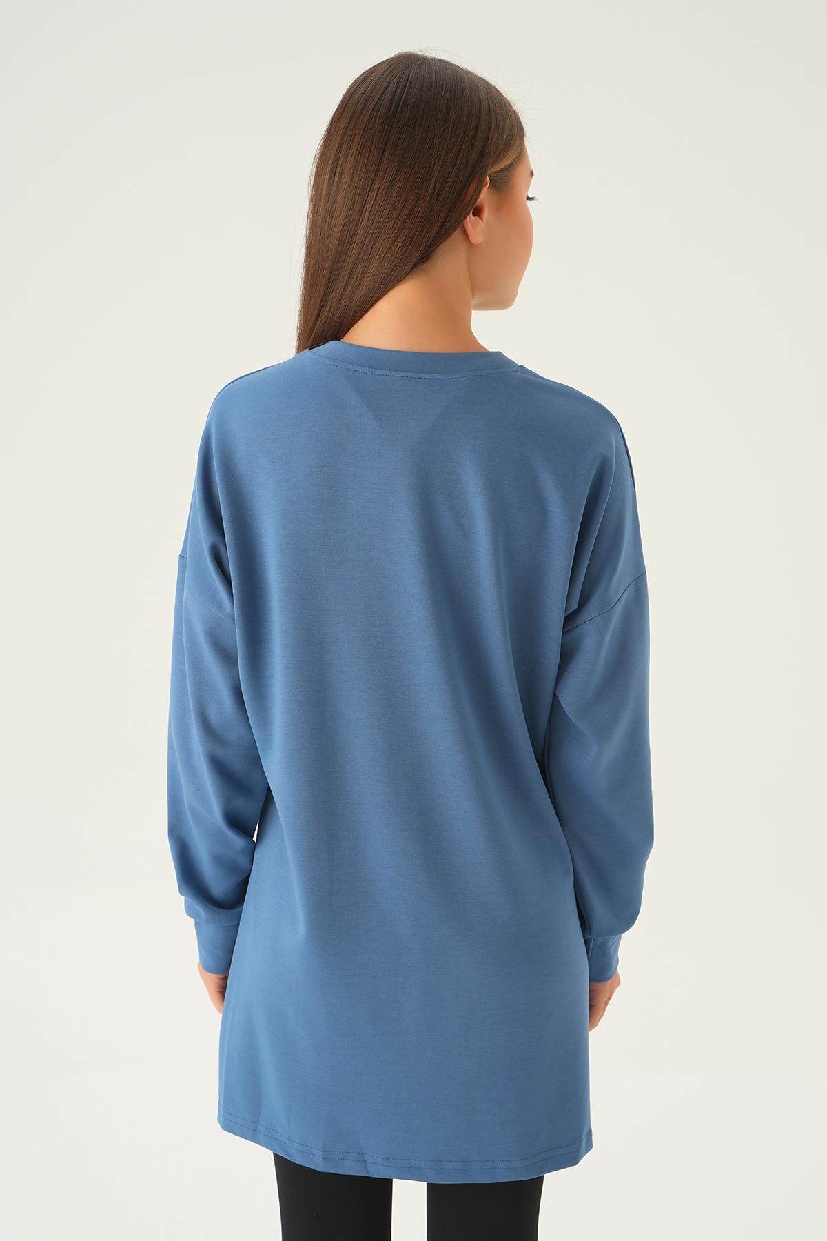 İndigo Etek Fırfır Detay Tunik 15824 - 5