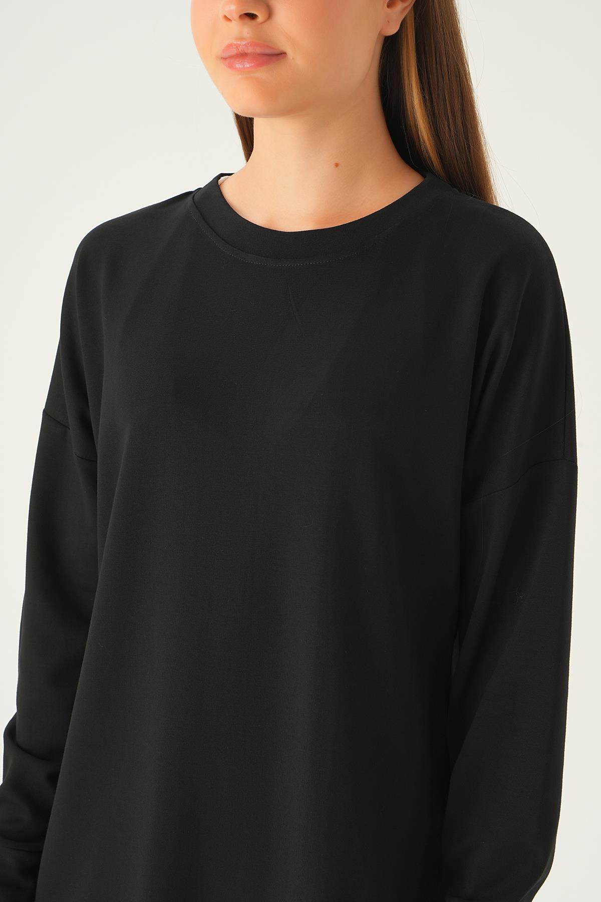 15824 Etek Fırfır Detay Tunik Siyah - 6