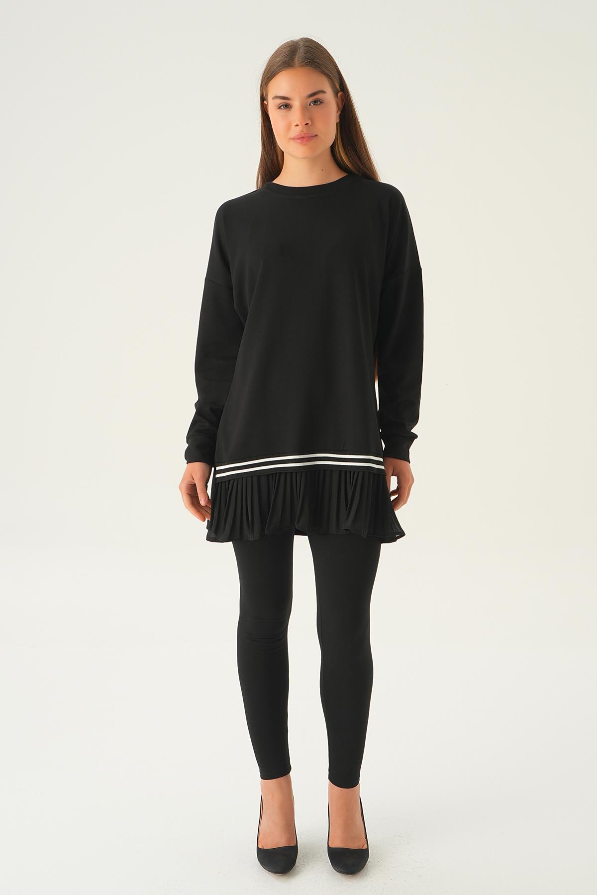 Siyah Etek Fırfır Detay Tunik 15824 - 2