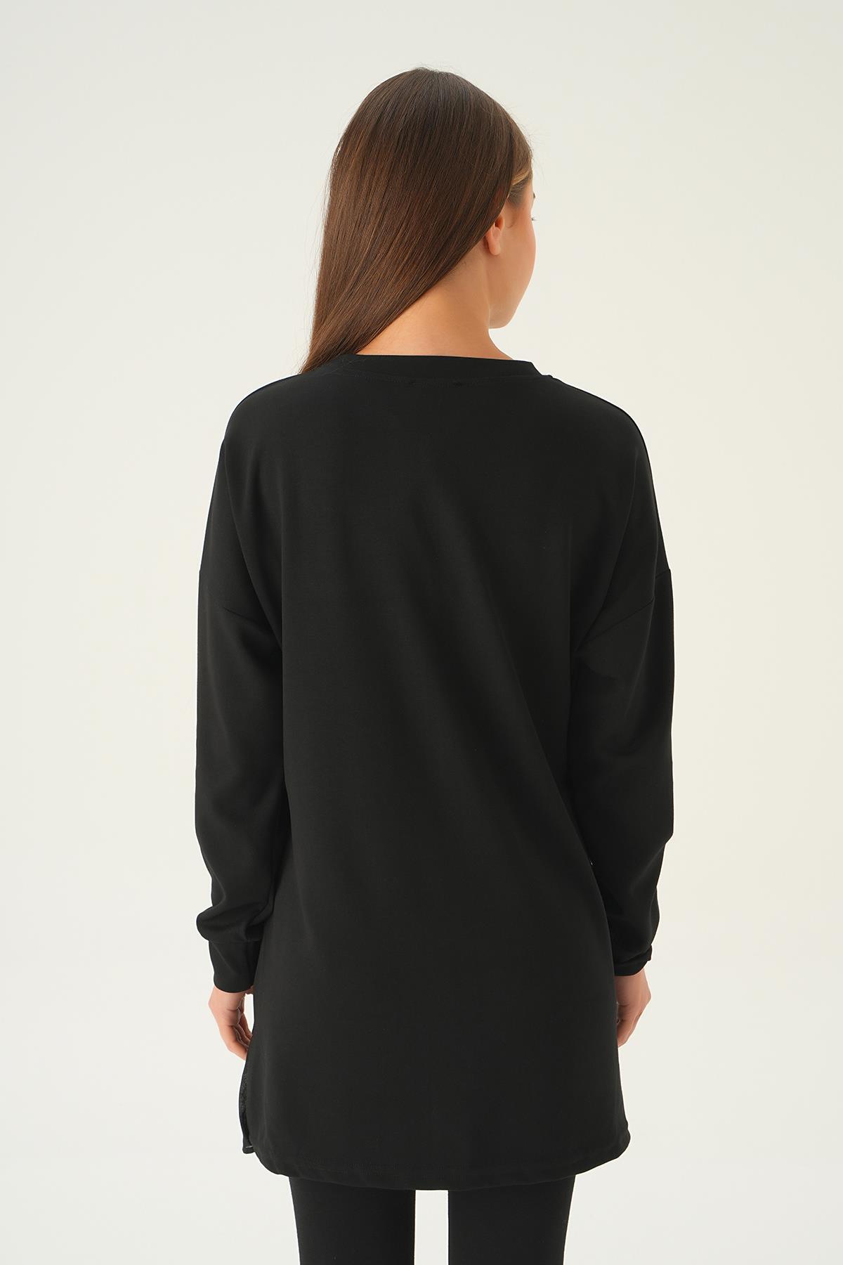 Siyah Etek Fırfır Detay Tunik 15824 - 5