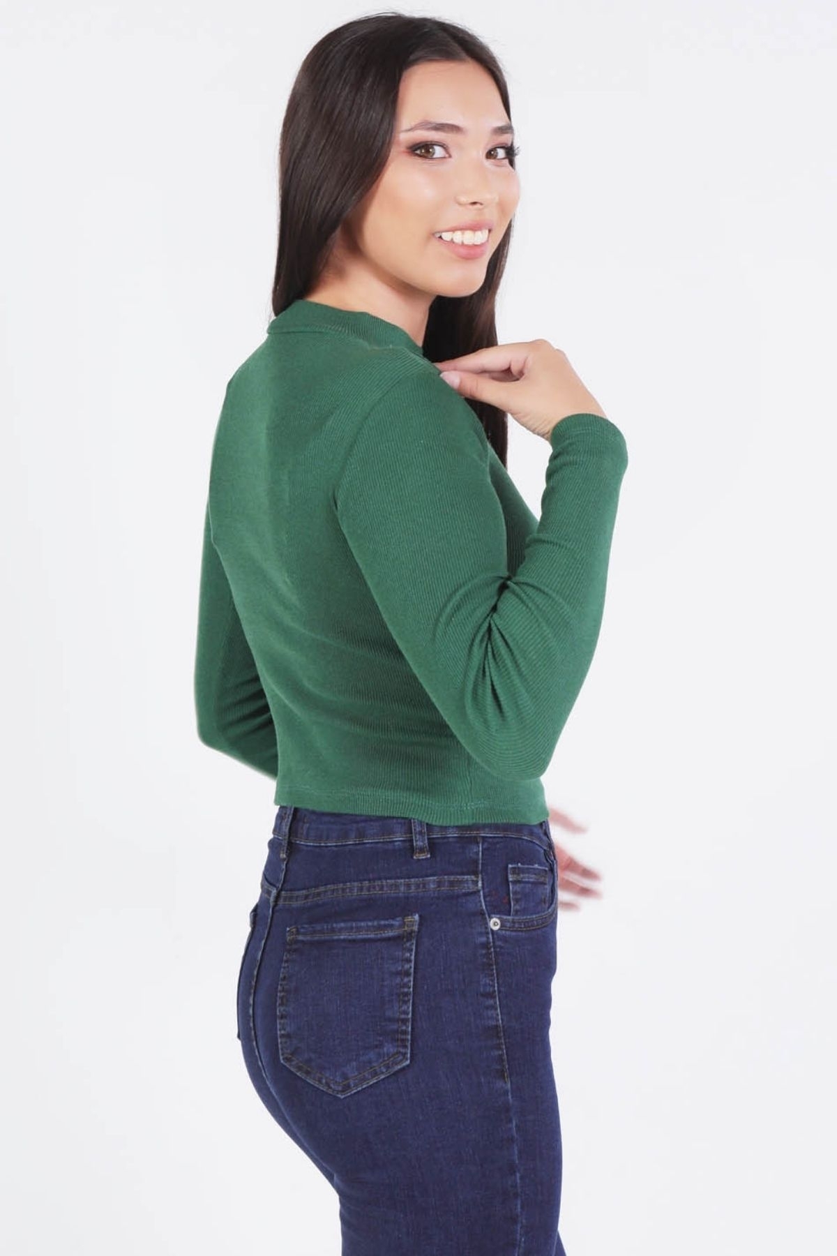 Zümrüt Yan Dudak Balıkçı Yaka Bluz 1630 - 3