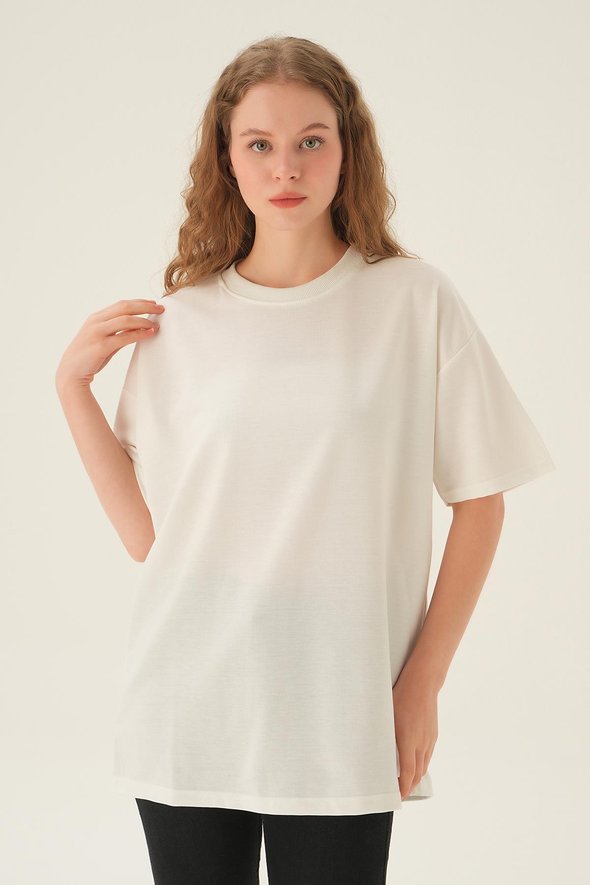 Ekru Oversize Tişört TCR-1633 