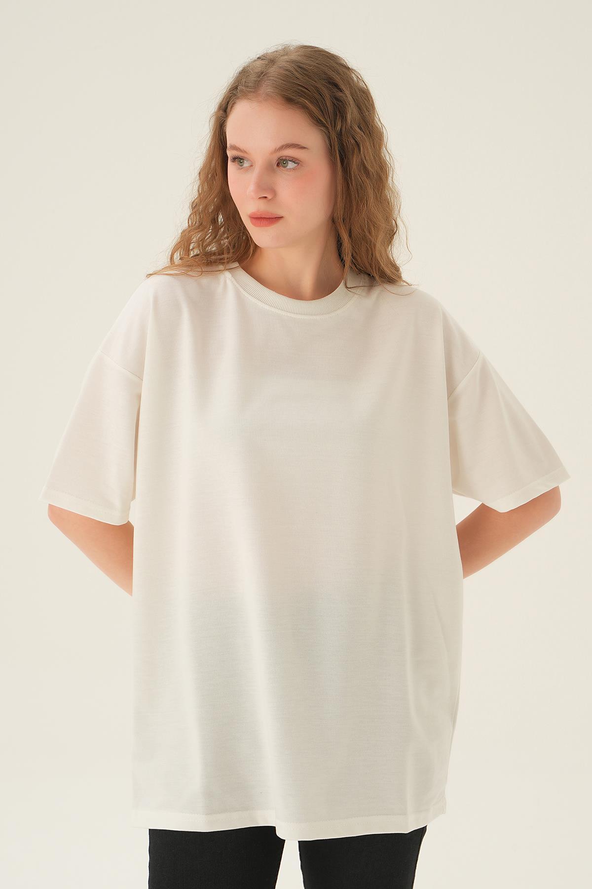 Ekru Oversize Tişört TCR-1633 - 3