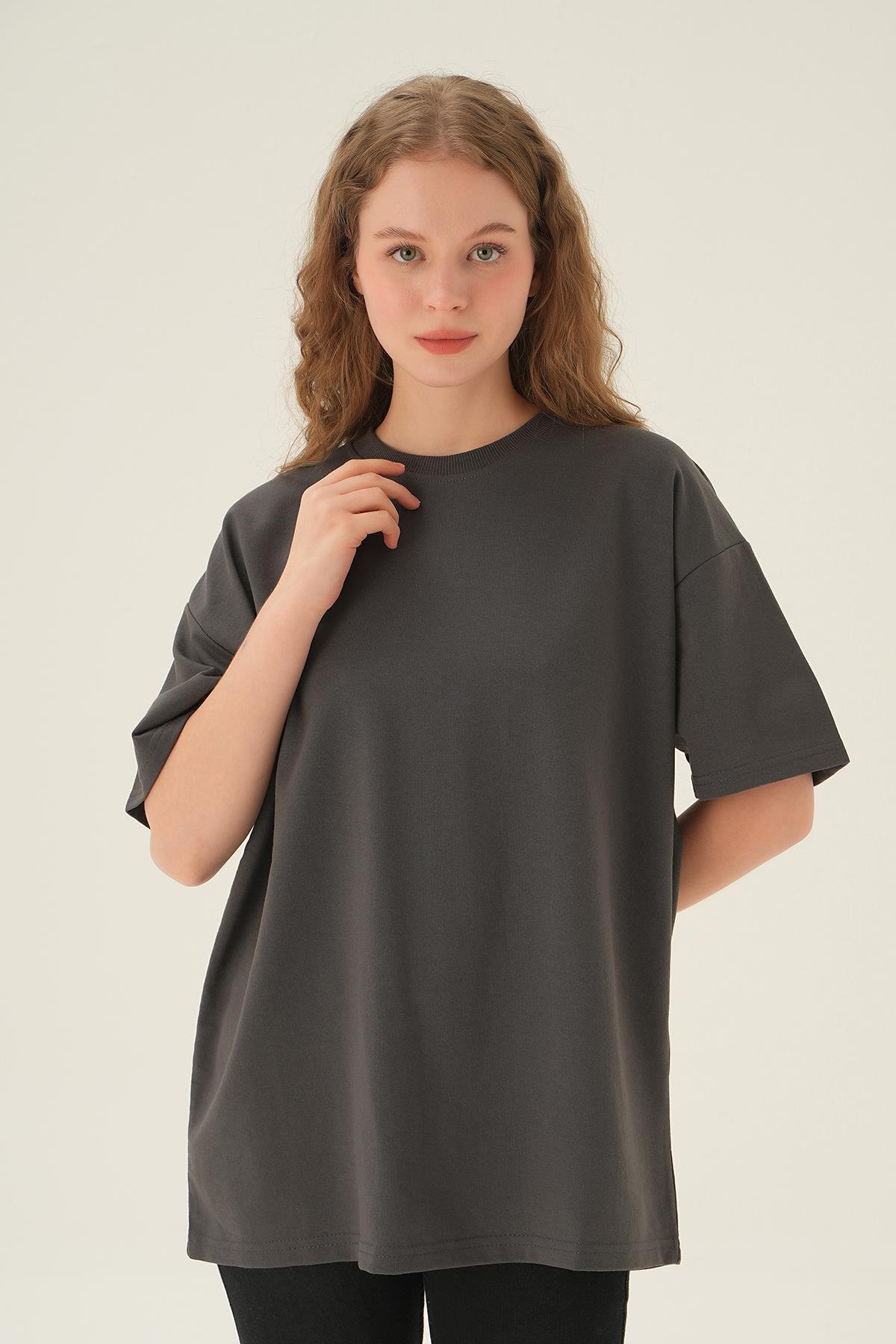 1633 Oversize Tişört Füme 