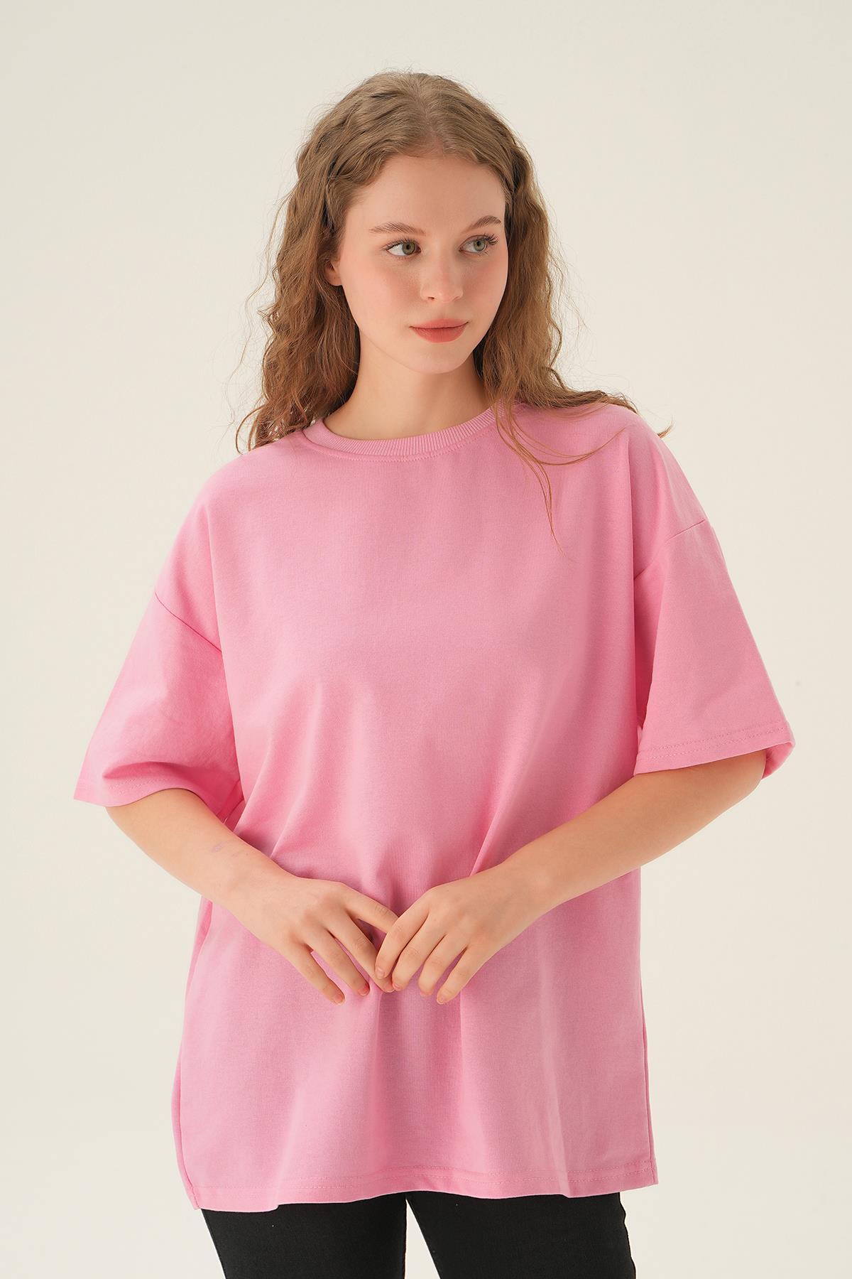 Pembe Oversize Tişört TCR-1633 - 2