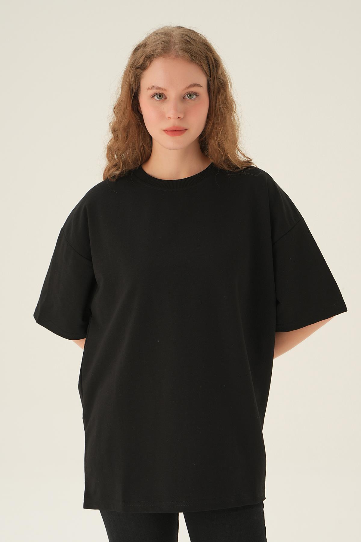 1633 Oversize Tişört Siyah 