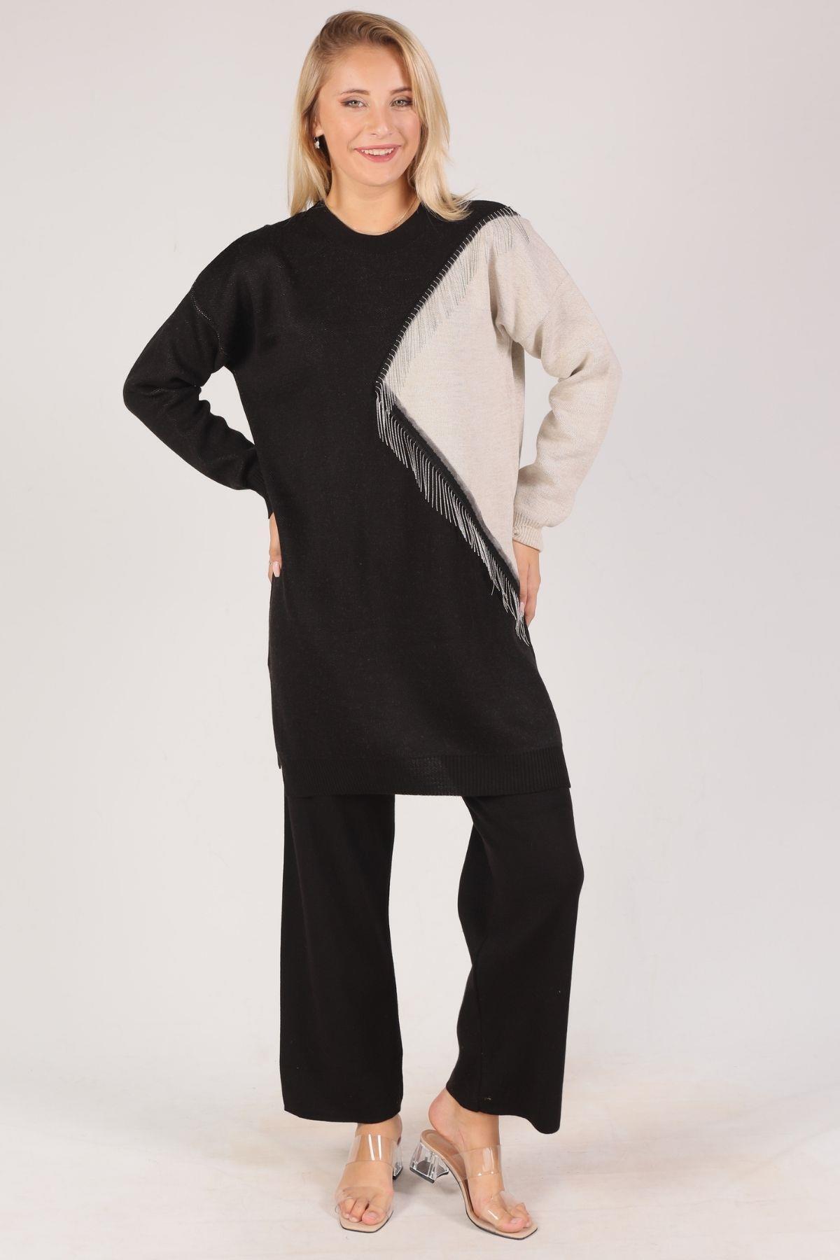 1656 Kol Garnili Takım Siyah - 1