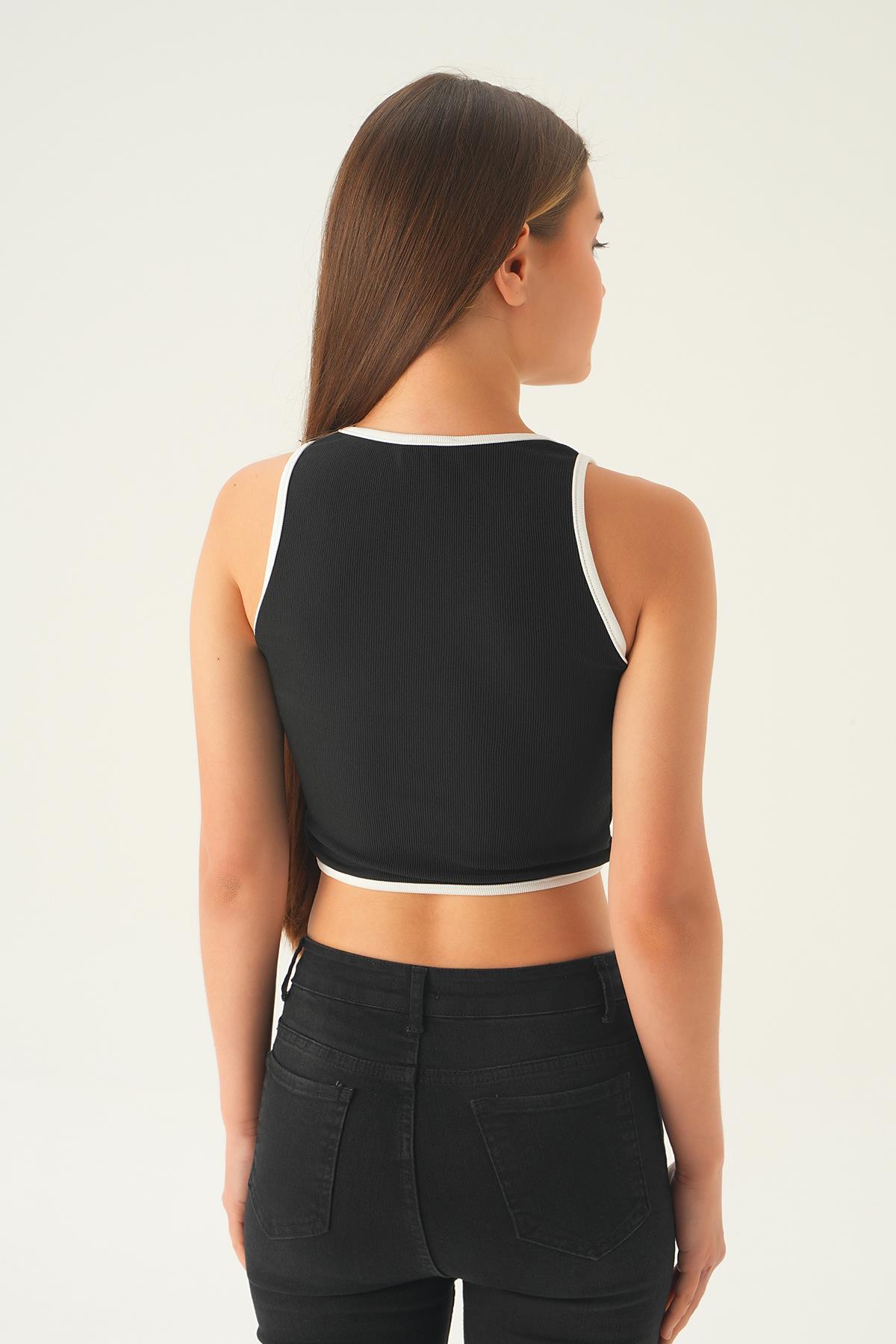 Siyah Fermuar Detay Bluz 1664 - 5