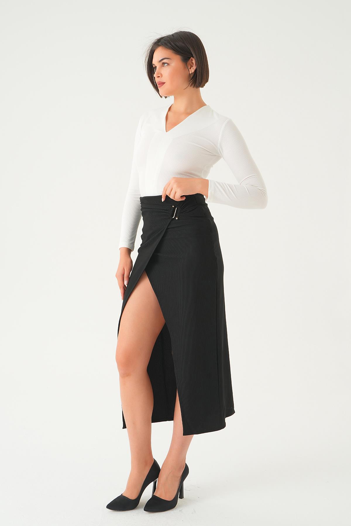 1665 V Yaka Bluz Beyaz - 3