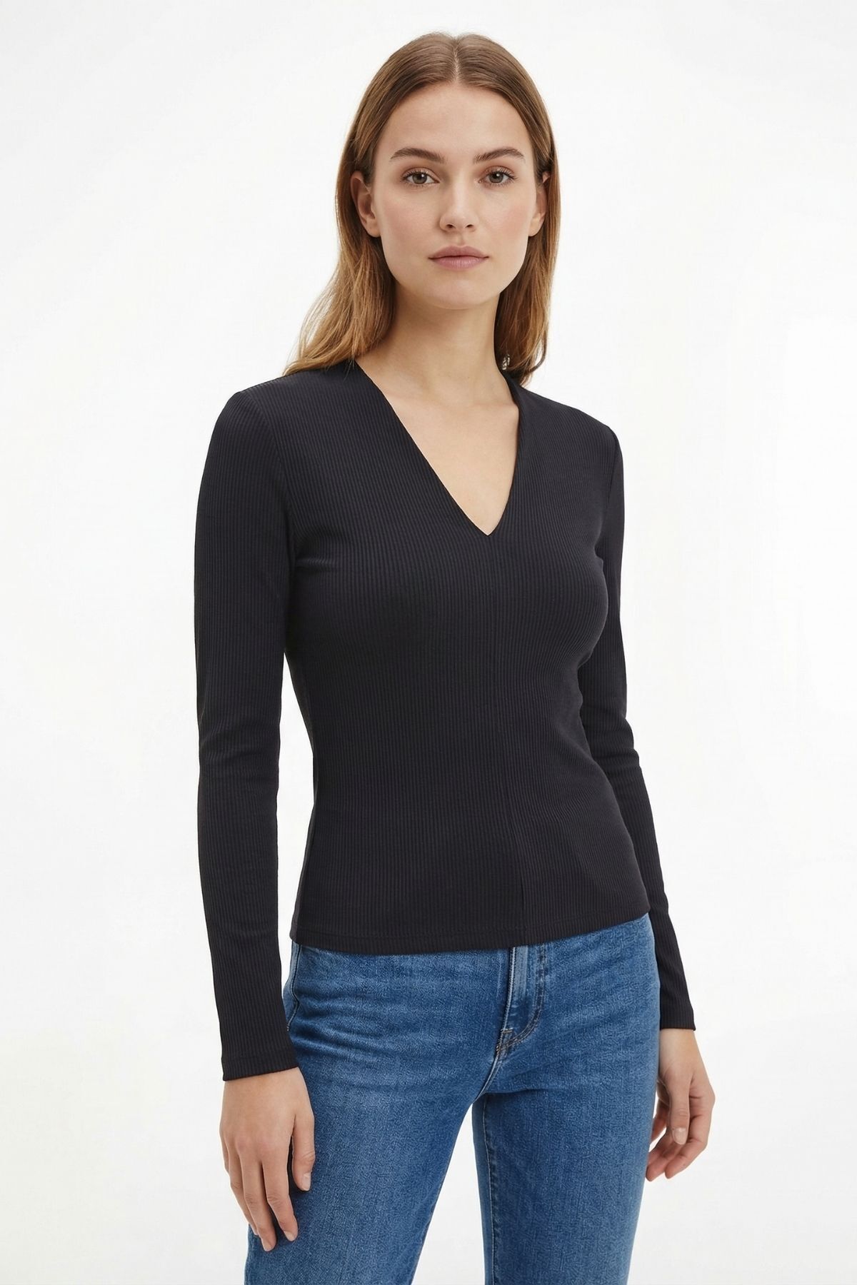 Siyah V Yaka Bluz 9021M 