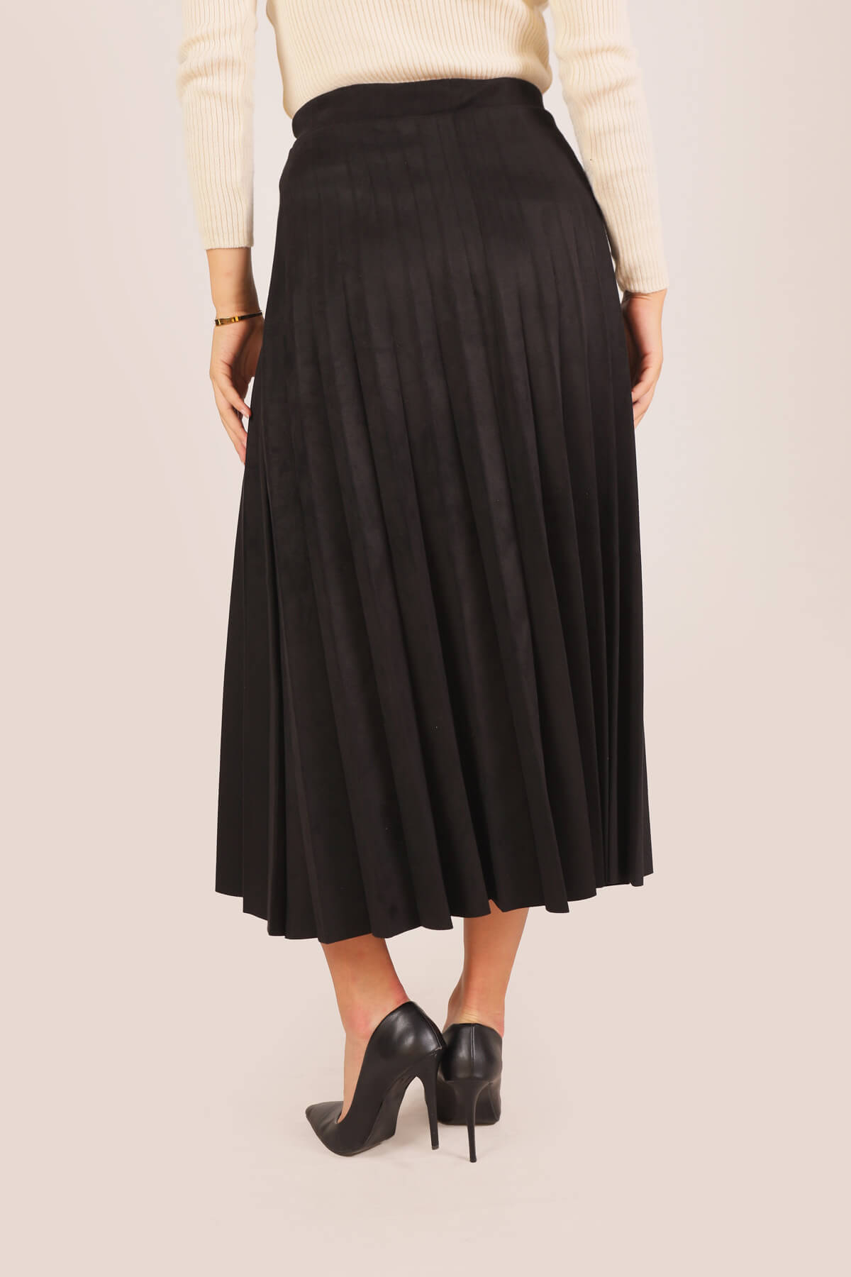 1694A Süet Pliseli Etek Siyah - 2