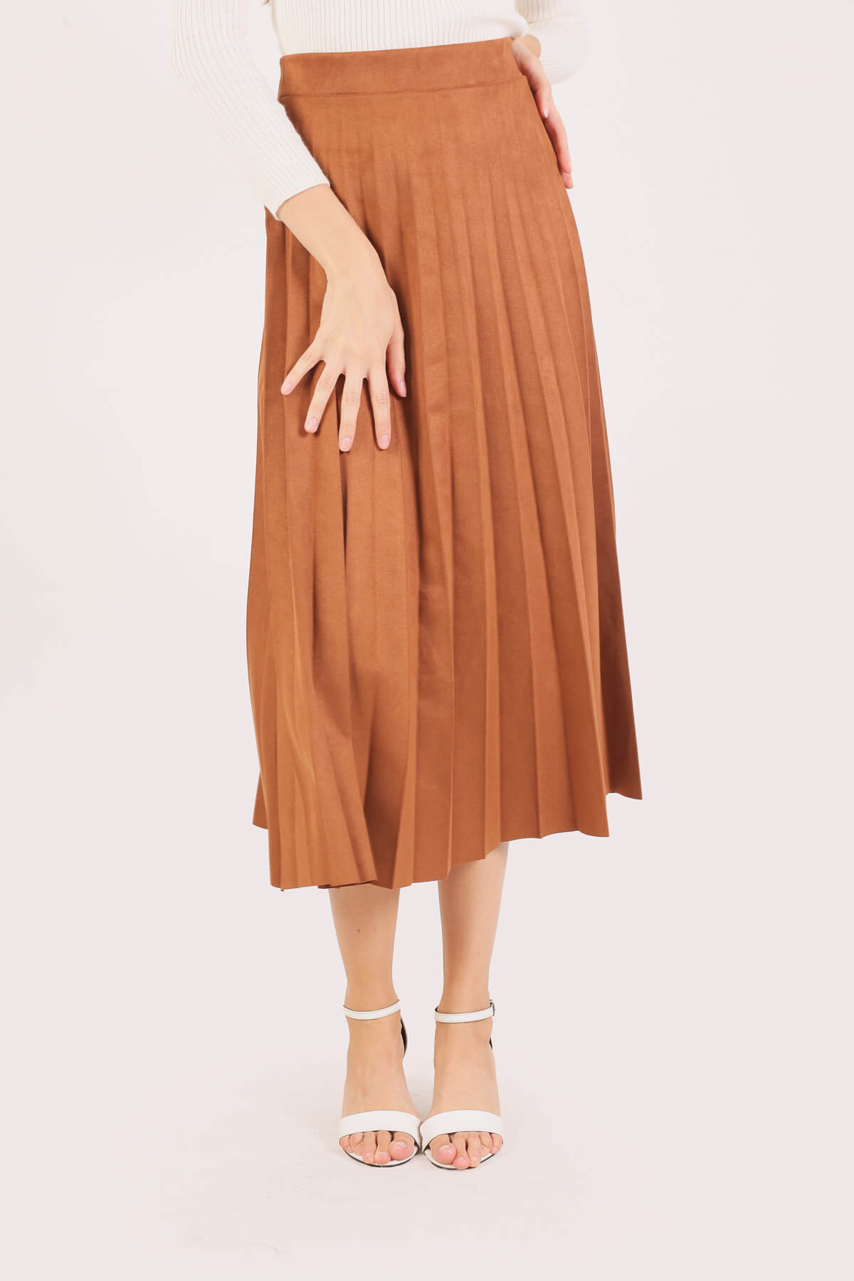 Taba Süet Pliseli Etek 1694A - 4