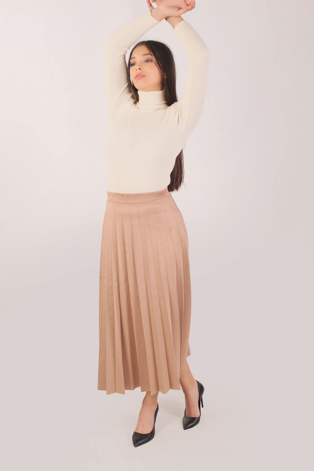 Vizon Süet Pliseli Etek 1694A 