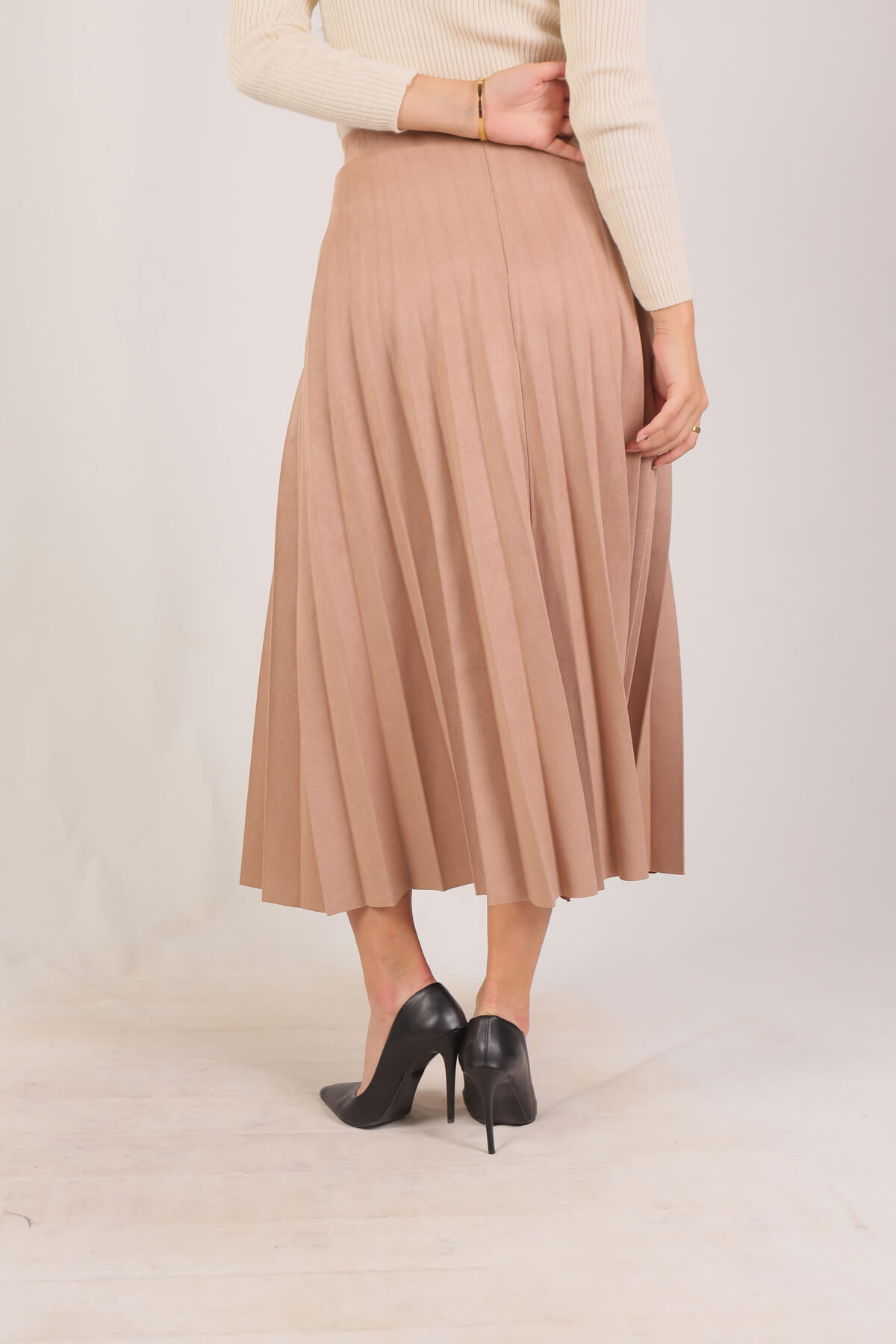 Vizon Süet Pliseli Etek 1694A - 4