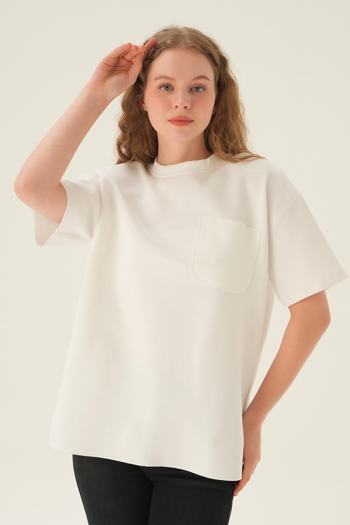 1696 Dalgıç Cepli Tişört Beyaz - 3