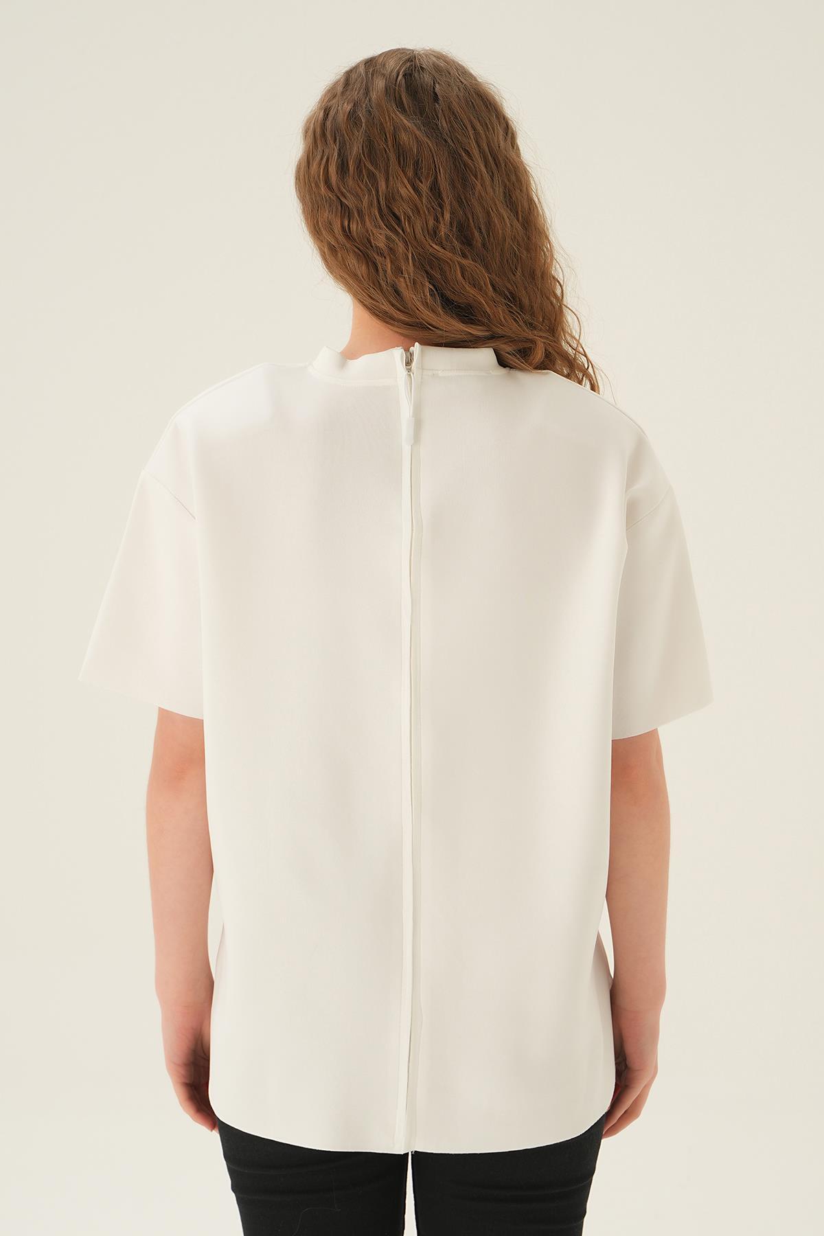 Beyaz Dalgıç Cepli Tişört 1696 - 4