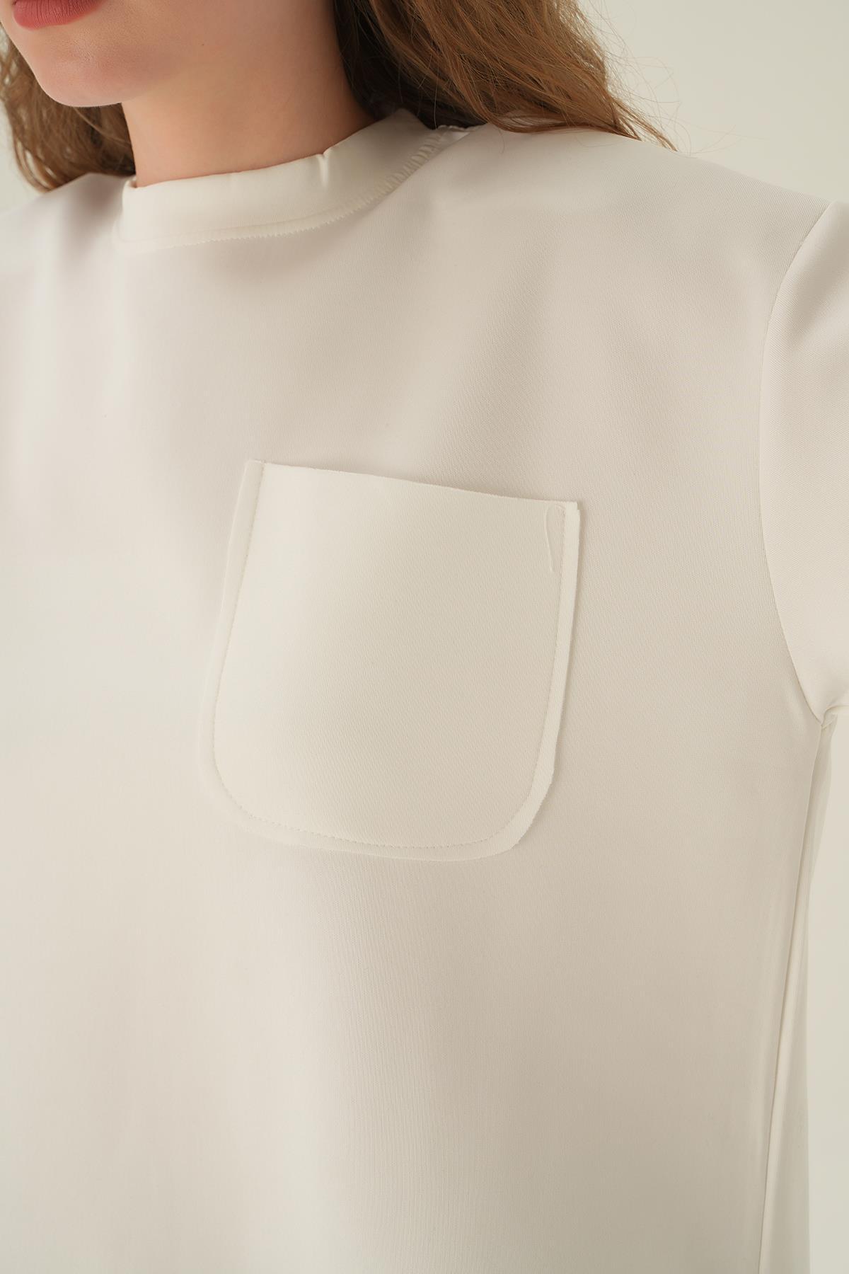Beyaz Dalgıç Cepli Tişört 1696 - 5