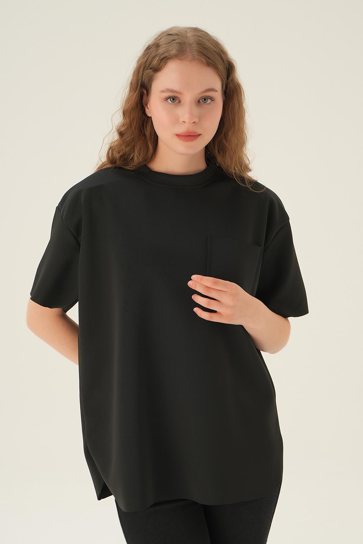 1696 Dalgıç Cepli Tişört Siyah - 4