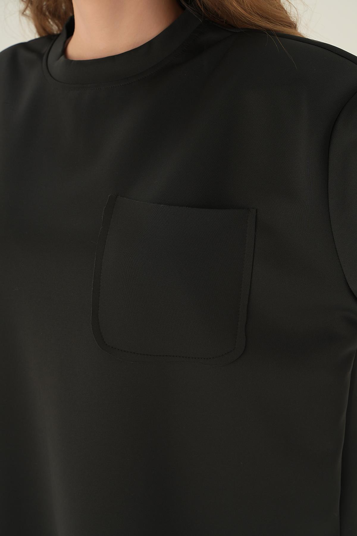 1696 Dalgıç Cepli Tişört Siyah - 6