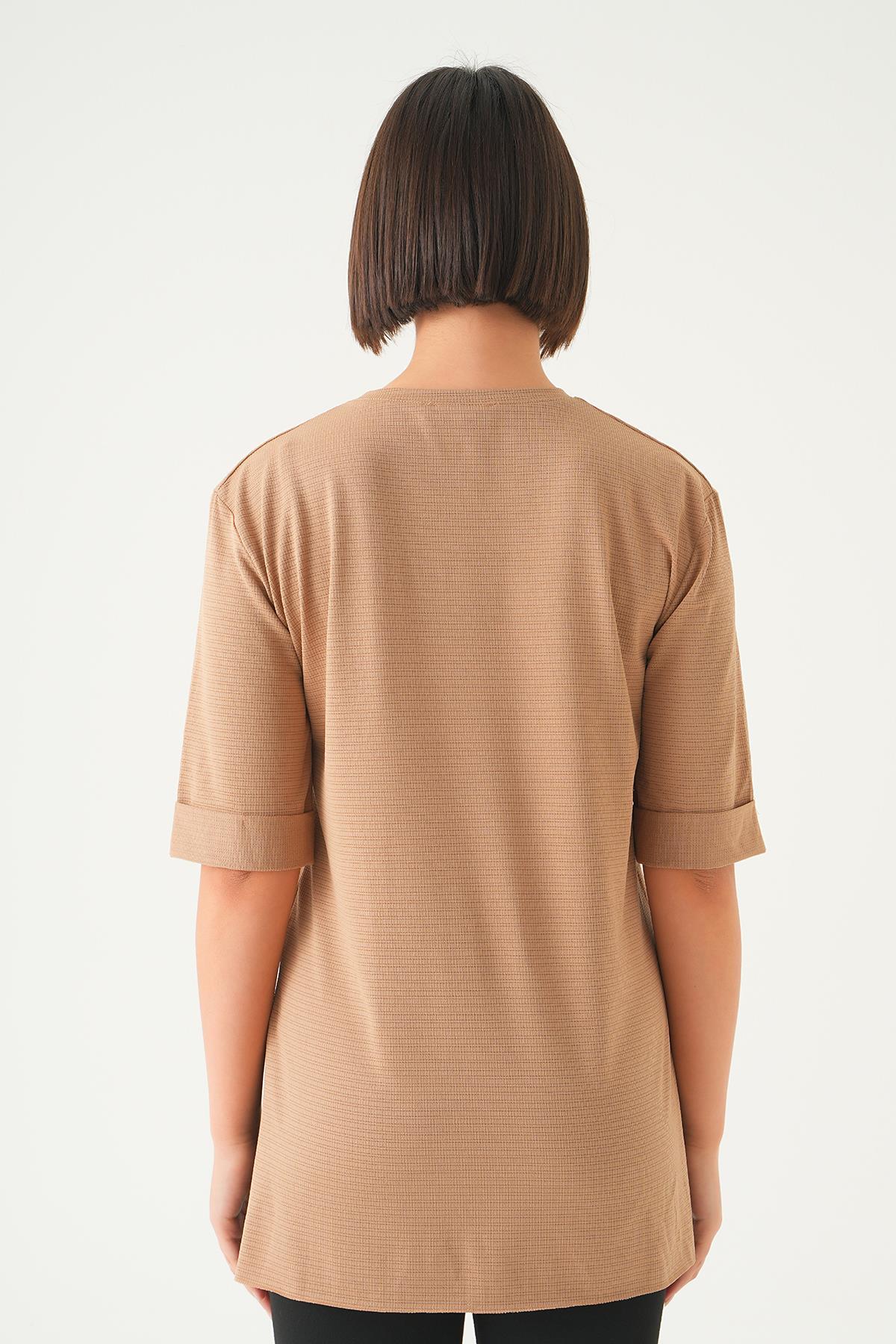 Vizon Kol Katlamalı Tişört 9026M - 4