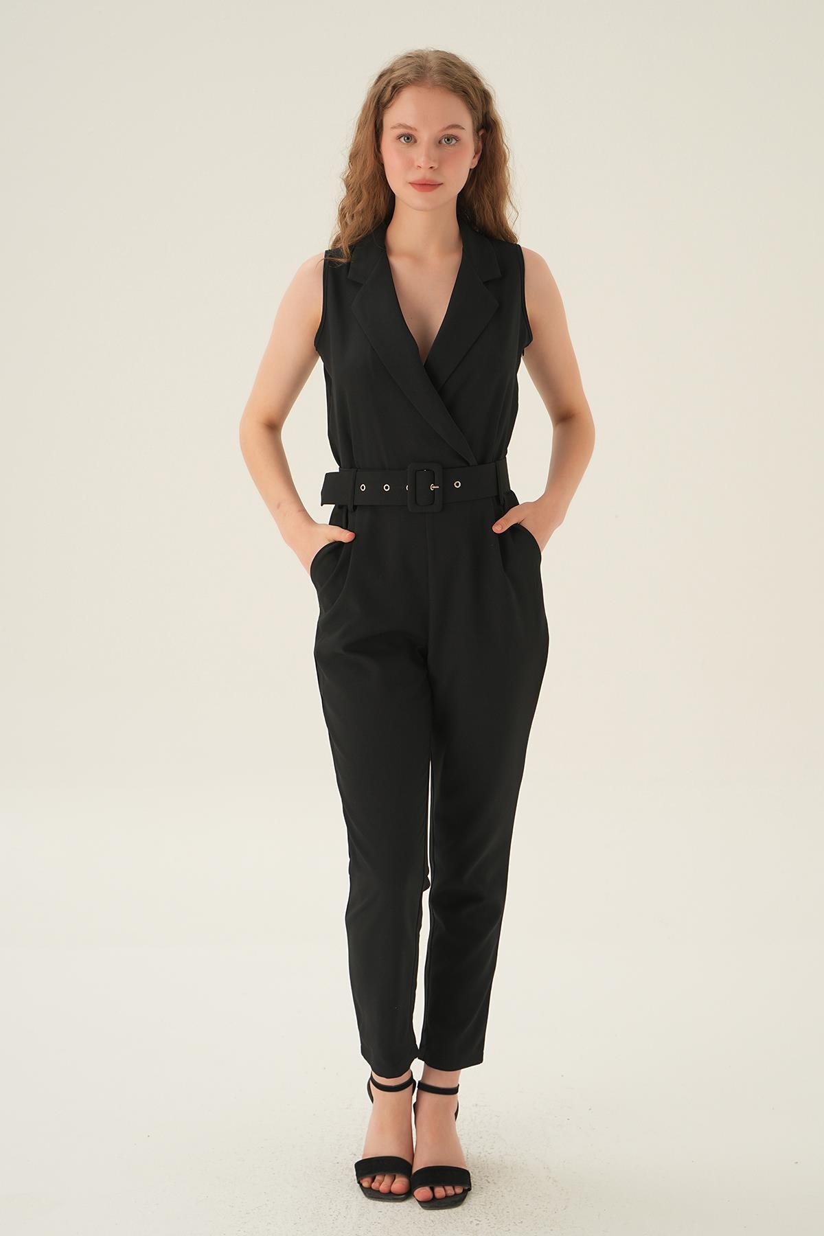 Siyah Kemerli V Yaka Tulum 1733 - 5