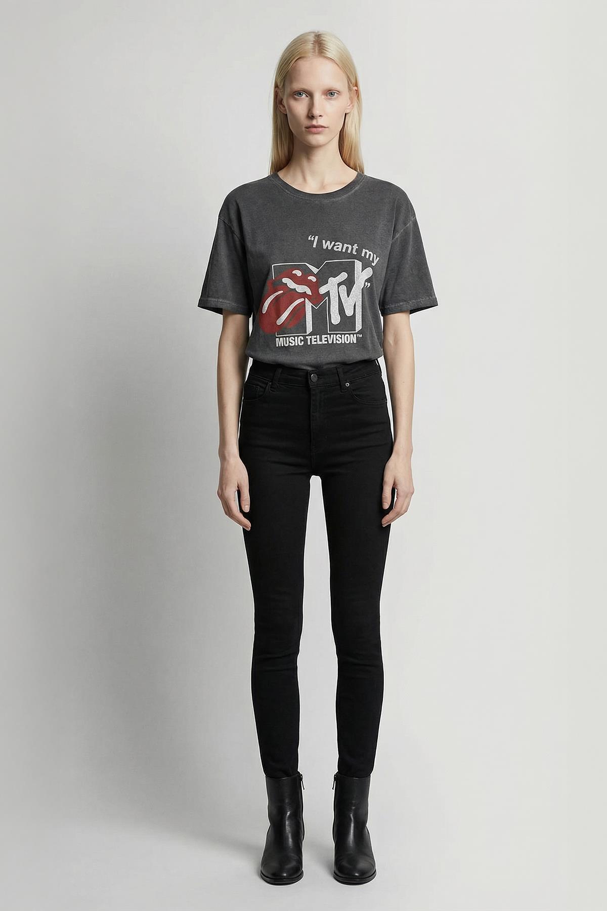 Antrasit I Want My Baskılı Tişört 1760 