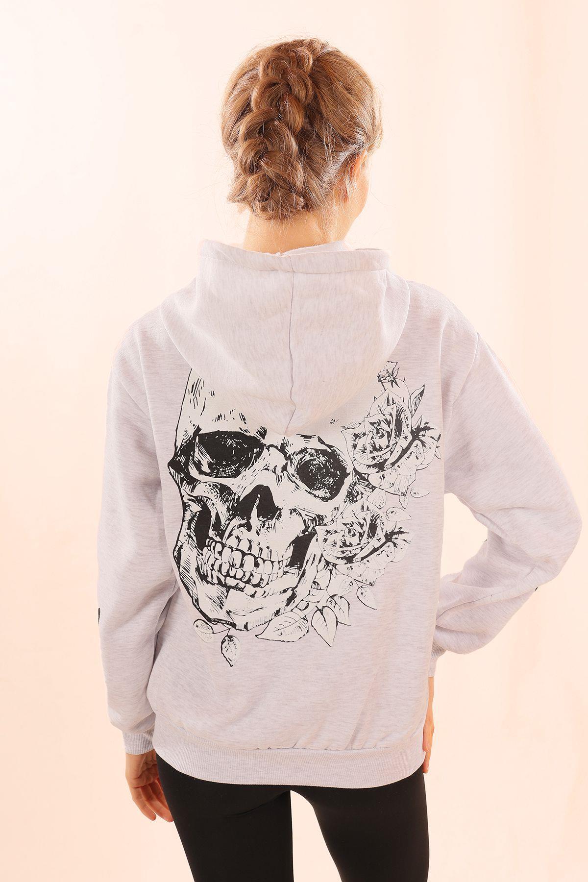 Gri Kuru Kafa Baskı Sweat 1800 - 1